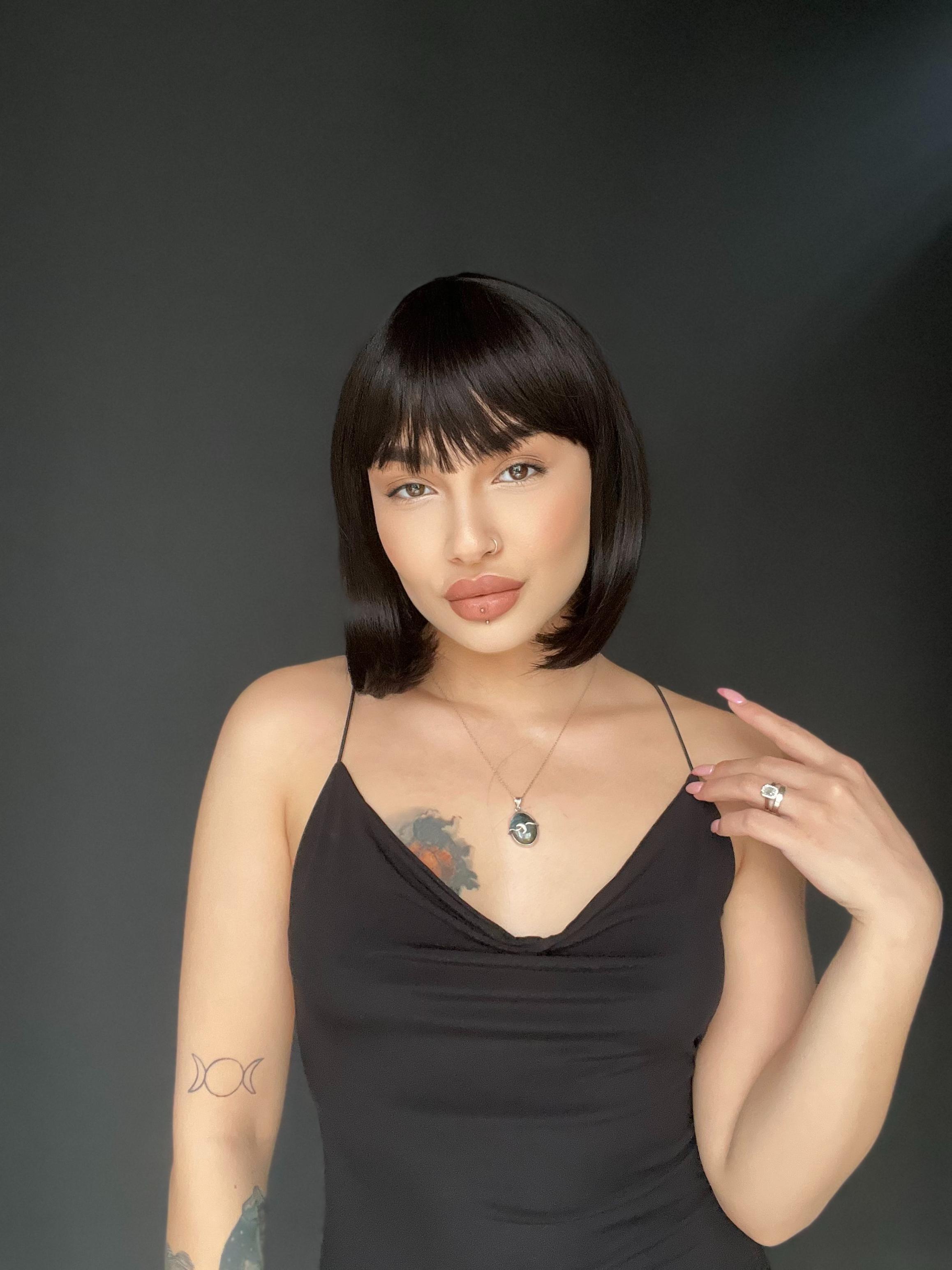 Kısa Küt Perçemli Bob Pedikal Peruk Kanser Kemoterapi uygundur Kestane