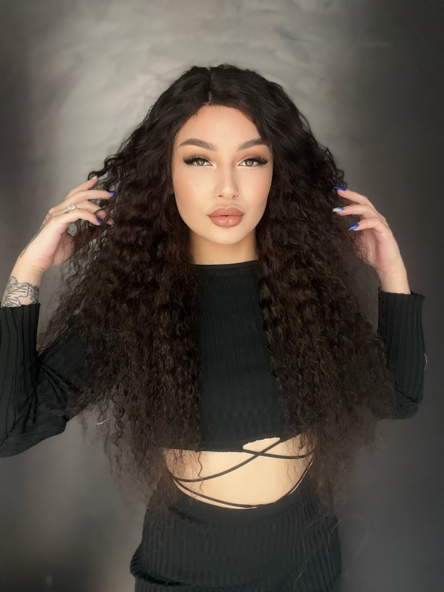 Koyu Kumral Afro Yıka Çık Gerçek Saç Tül Peruk 66