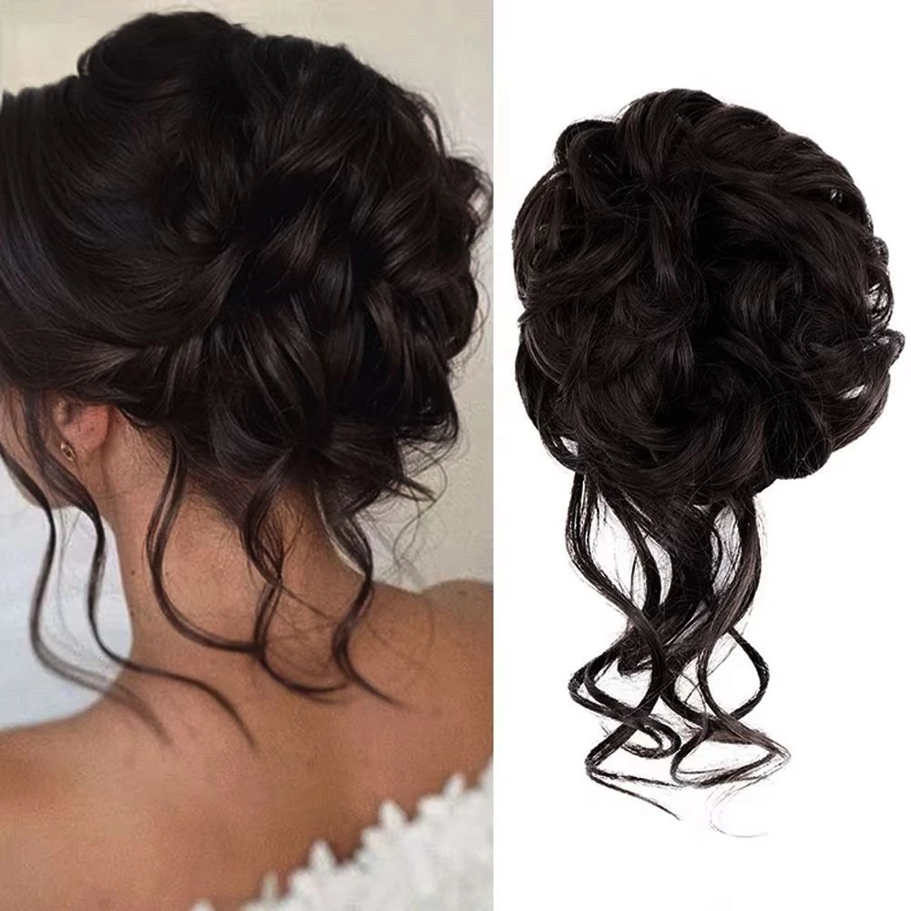 Saçlı Lastikli Topuz Toka - Büyük Aşağı dökümlü