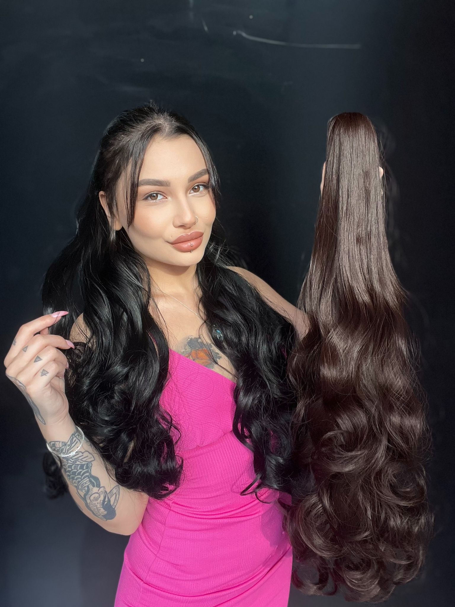 80 cm Ekstra Uzun At kuyruğu Tokalı Postiş Sıcak Kahve