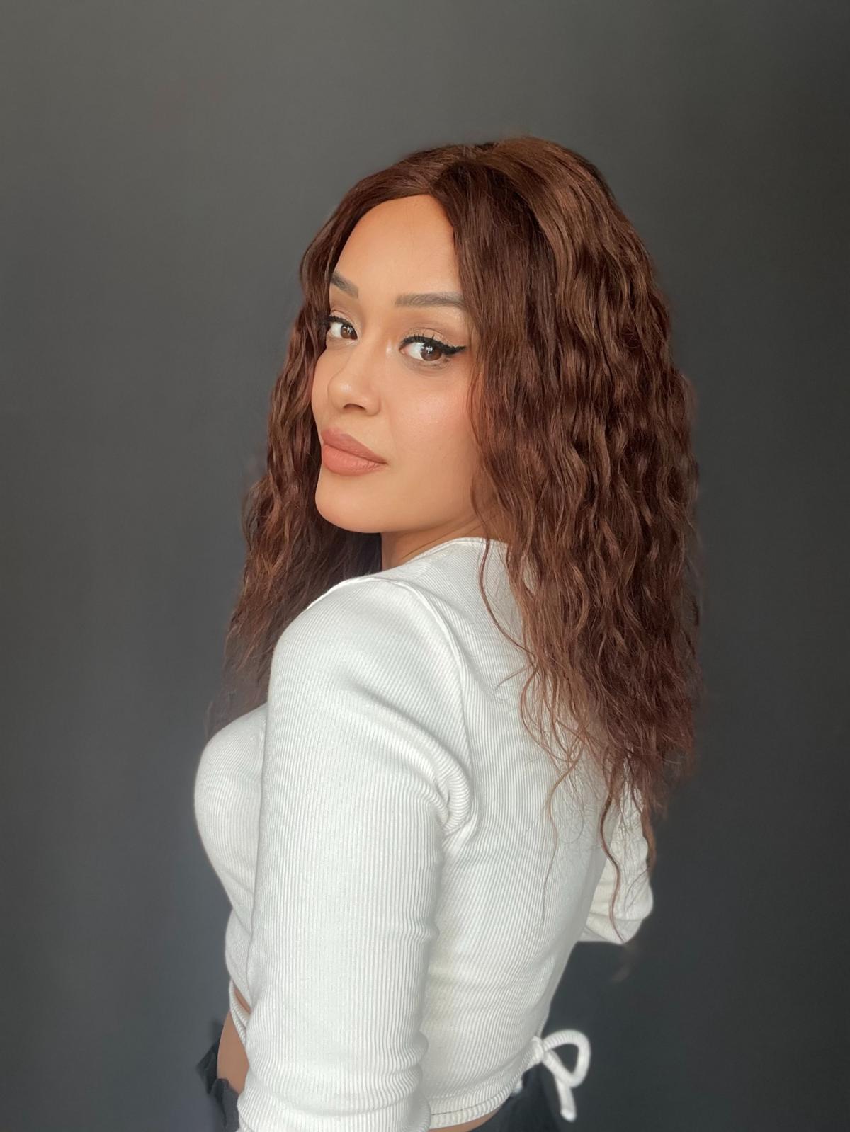 Yıka Çık Orjinal Kendi dalgalı Tül peruk