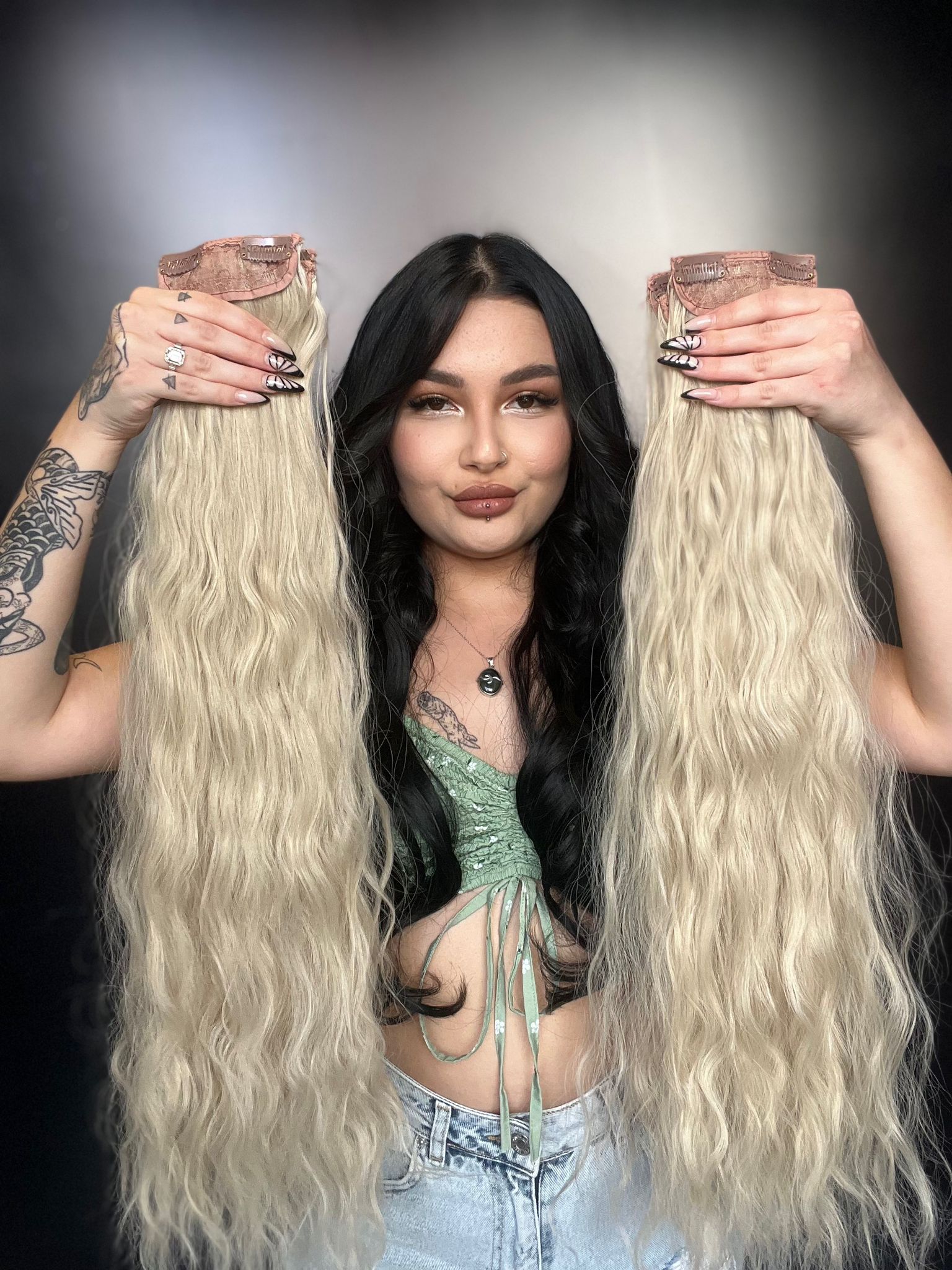 Afro Dalgalı 8 Parça Çıt Çıt - Kumral Beyaz Platin Röfleli