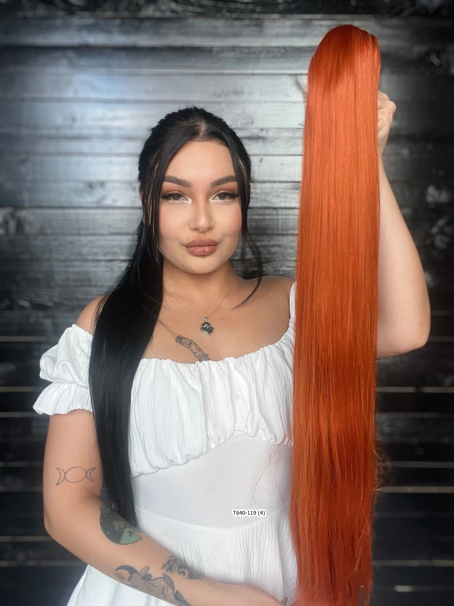 70cm Postiş Tokalı Düz At Kuyruğu - Bakır