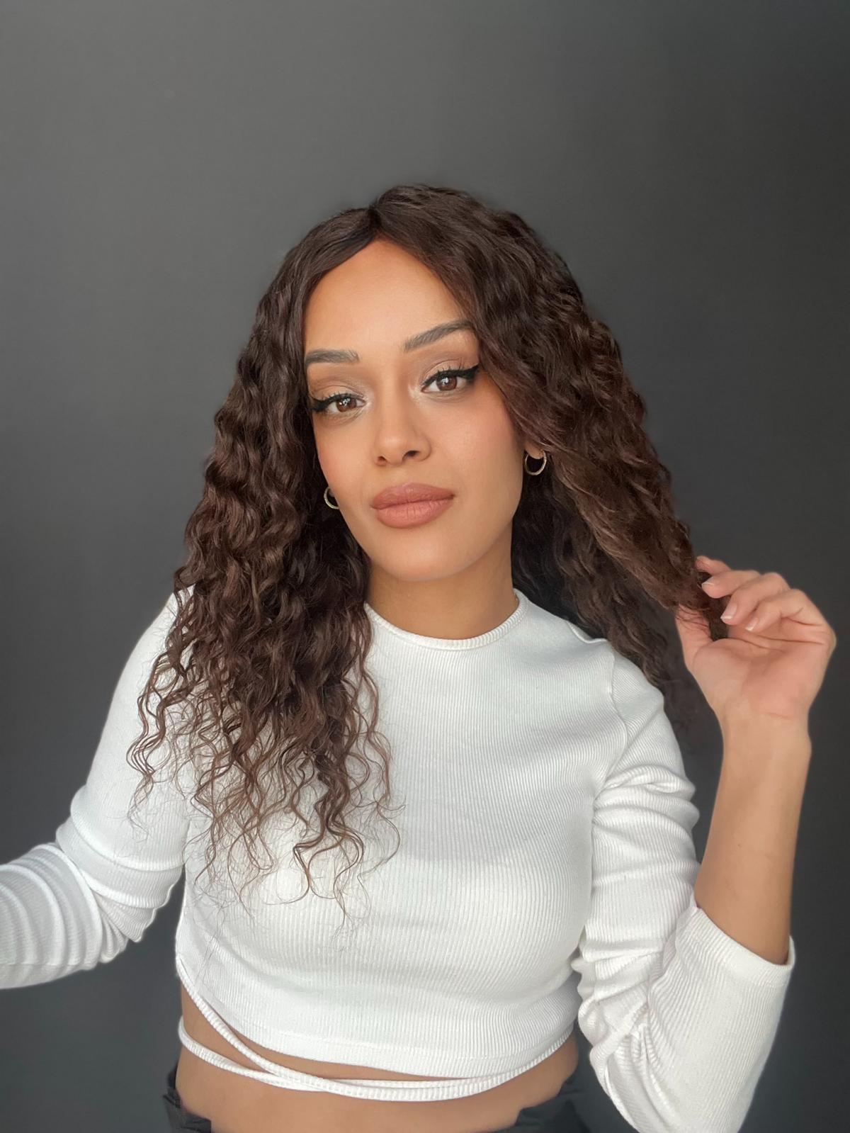 Yıka Çık Orjinal Kendi dalgalı Tül peruk