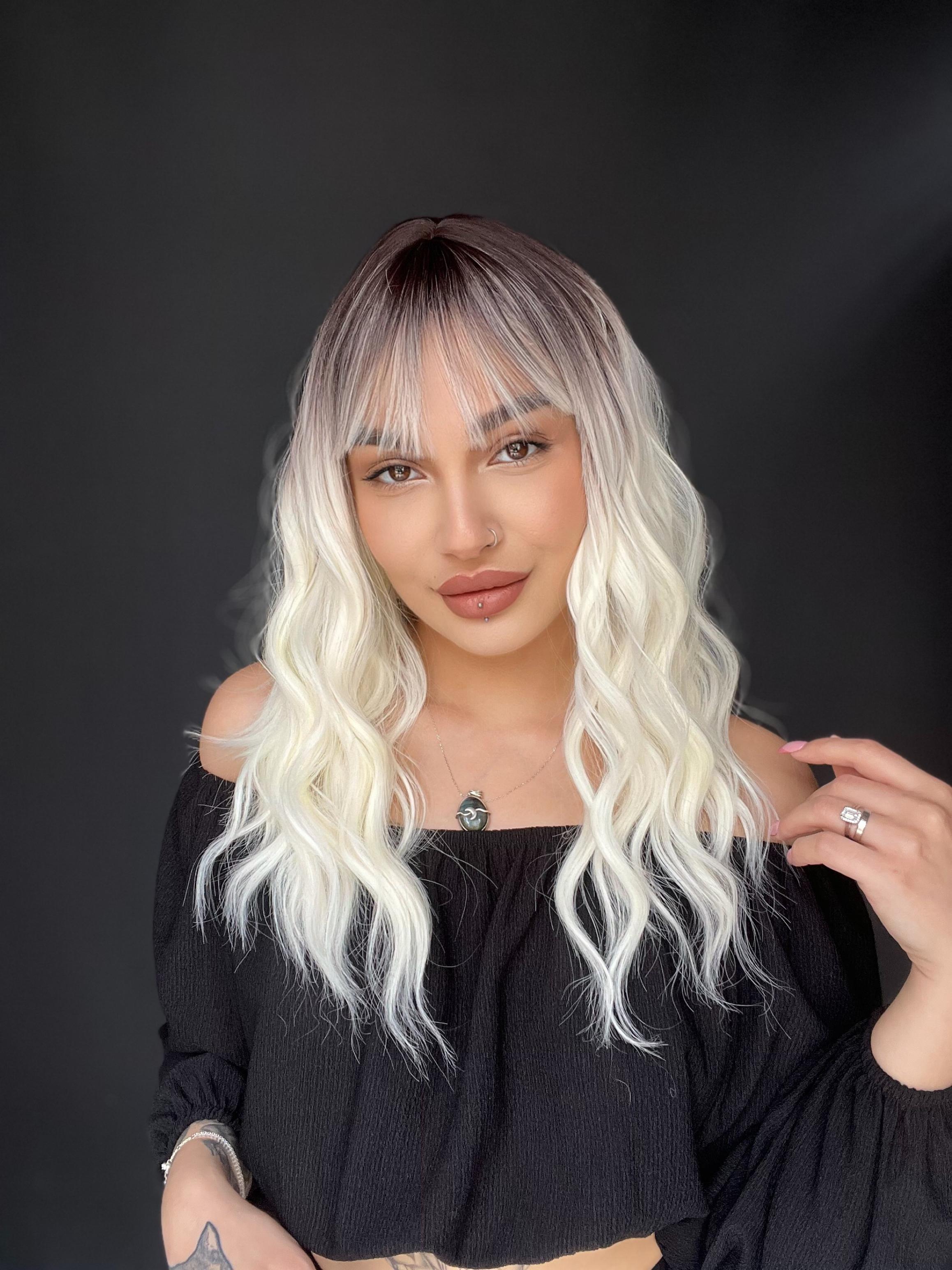 Okyanus Dalgası Perçemli Medikal Peruk perçemli fiber Açık ombreli