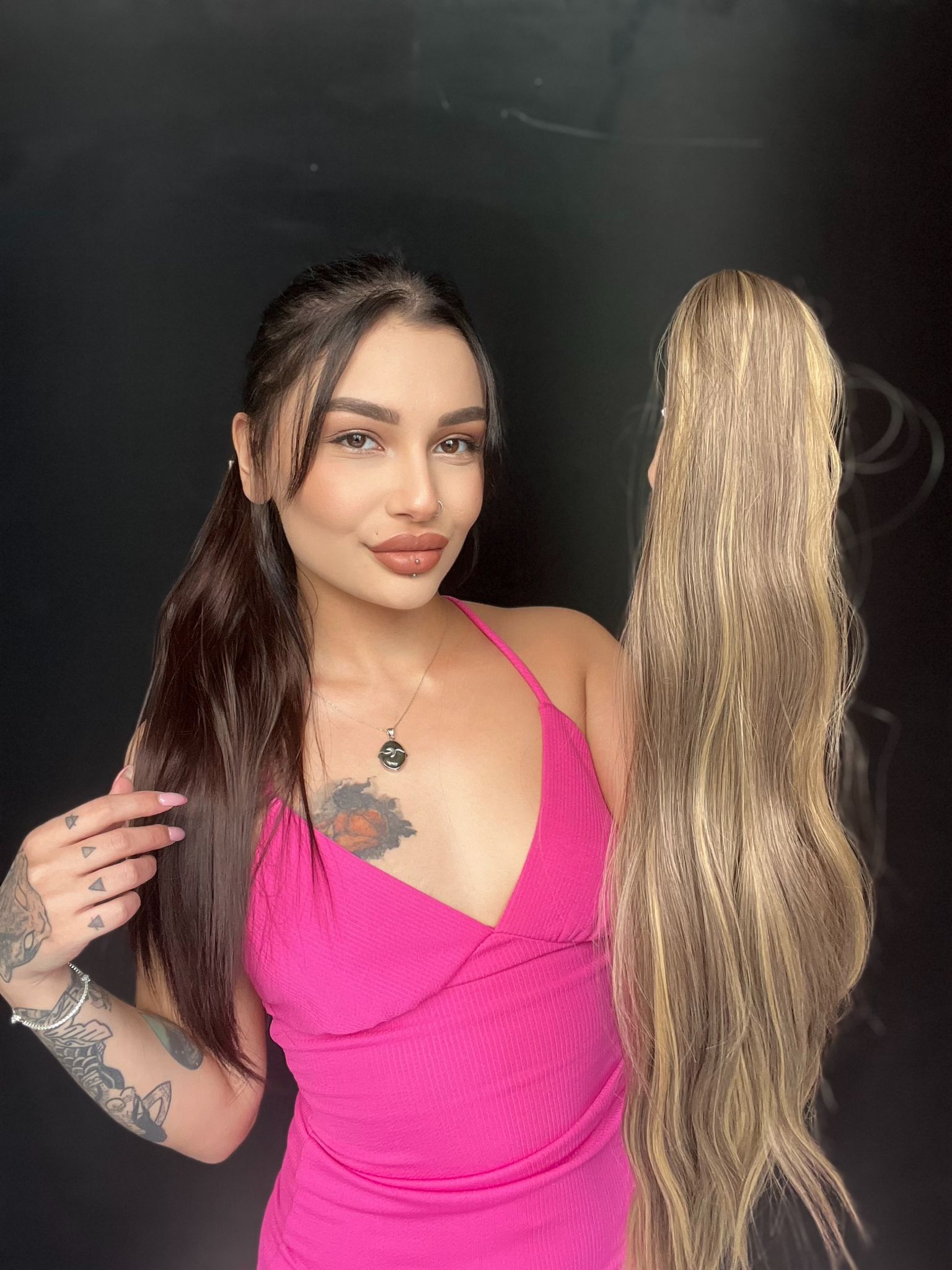 Düz At Kuyruğu Postiş Mandallı Tokalı fiber 60 cm Kumral ışıltılı