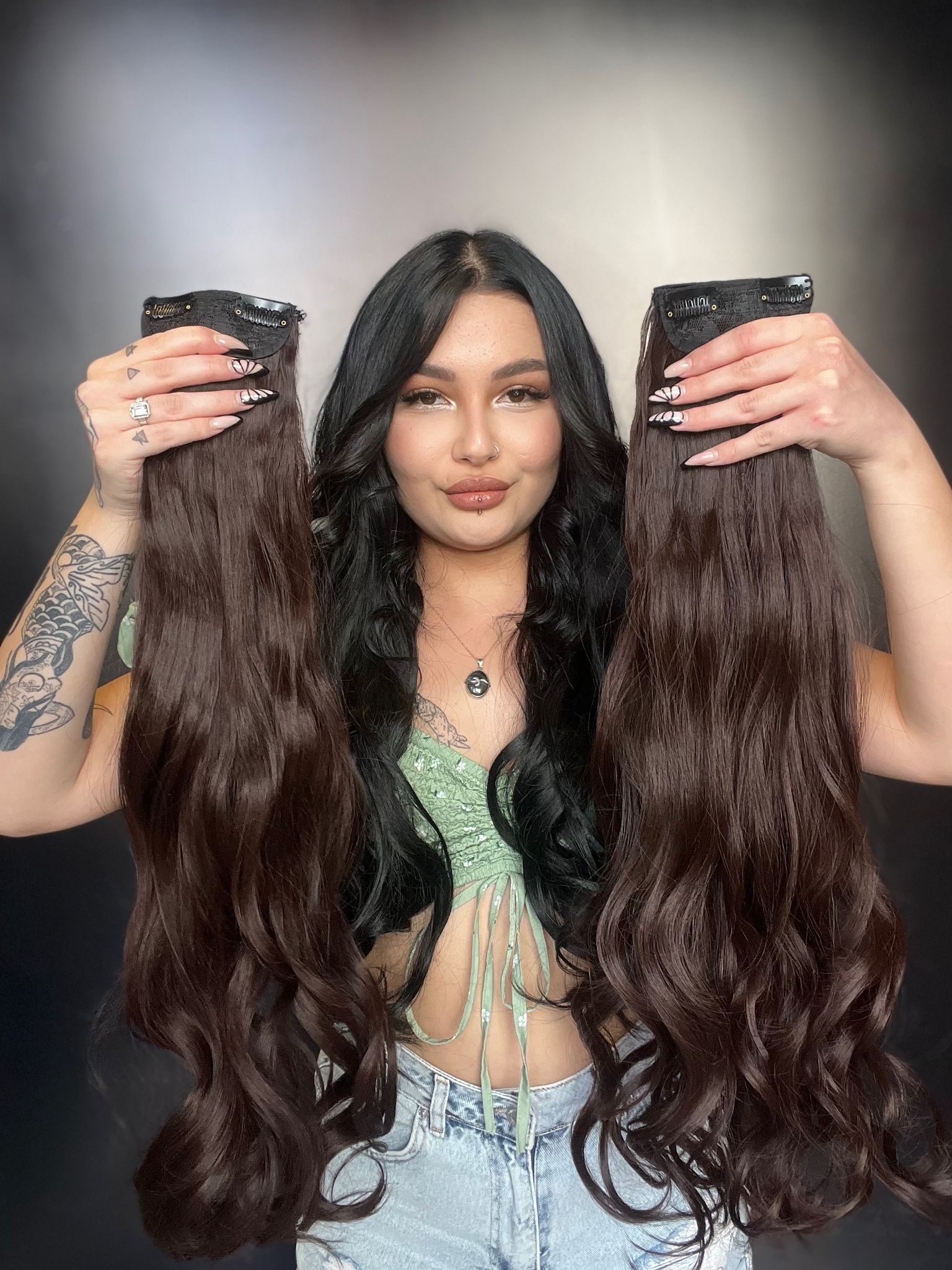 Dalgalı 8 Parça Çıt Çıt - Koyu Kahve