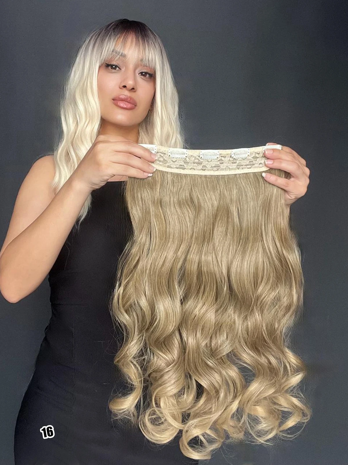 Dalgalı Geniş Parça Yarımay Çıtçıt Saç Küllü Sarı