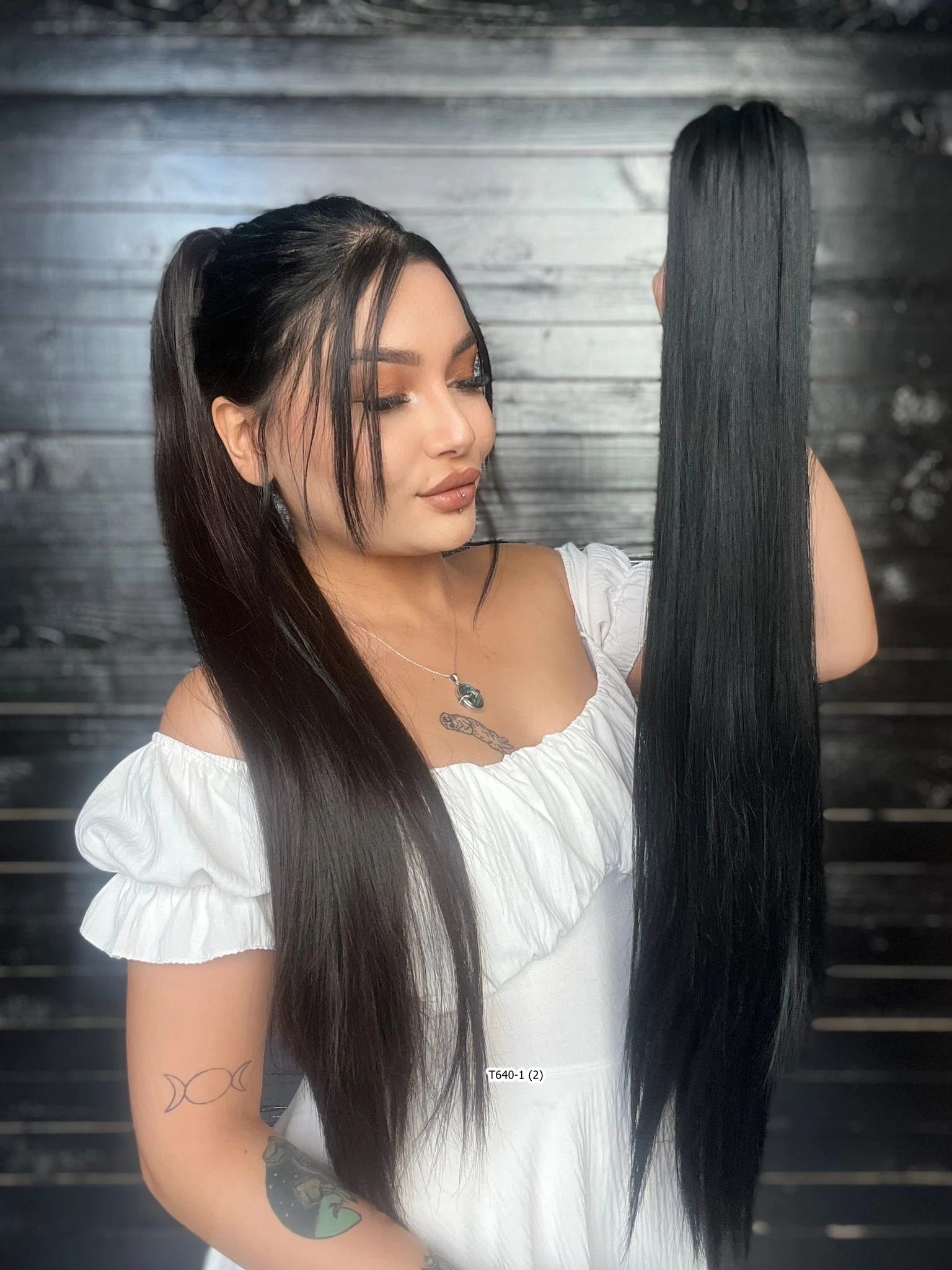 70cm Postiş Tokalı Düz At Kuyruğu - Siyah