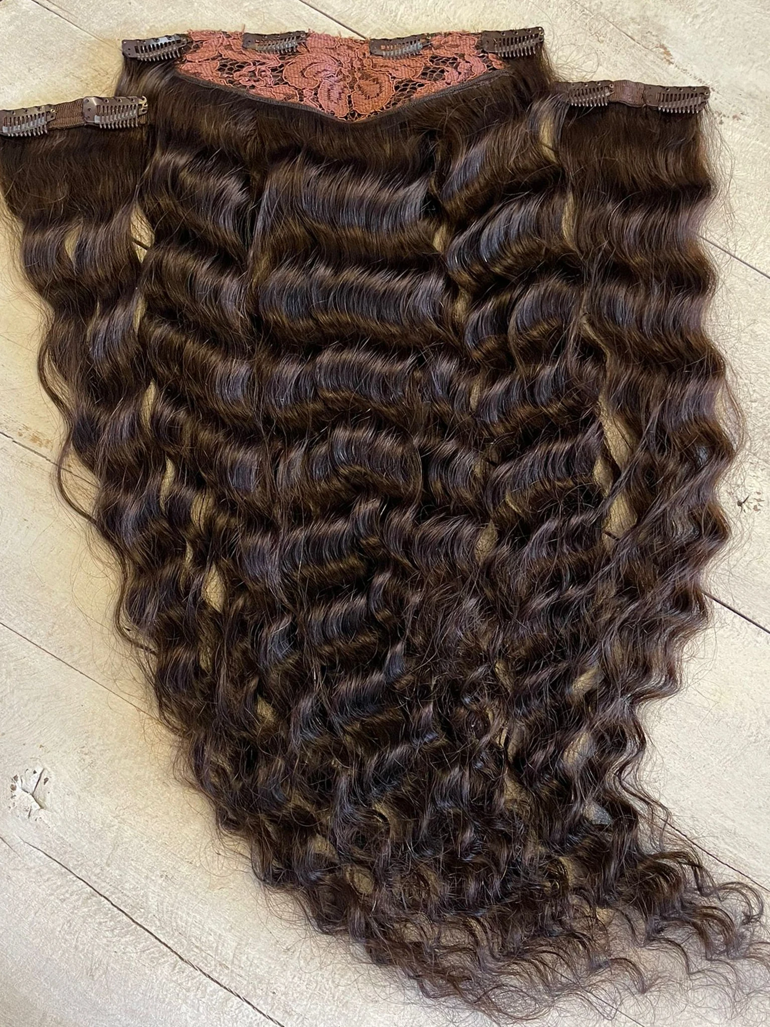 Yarımay+2 yan %100 gerçek çıtçıt saç 60cm