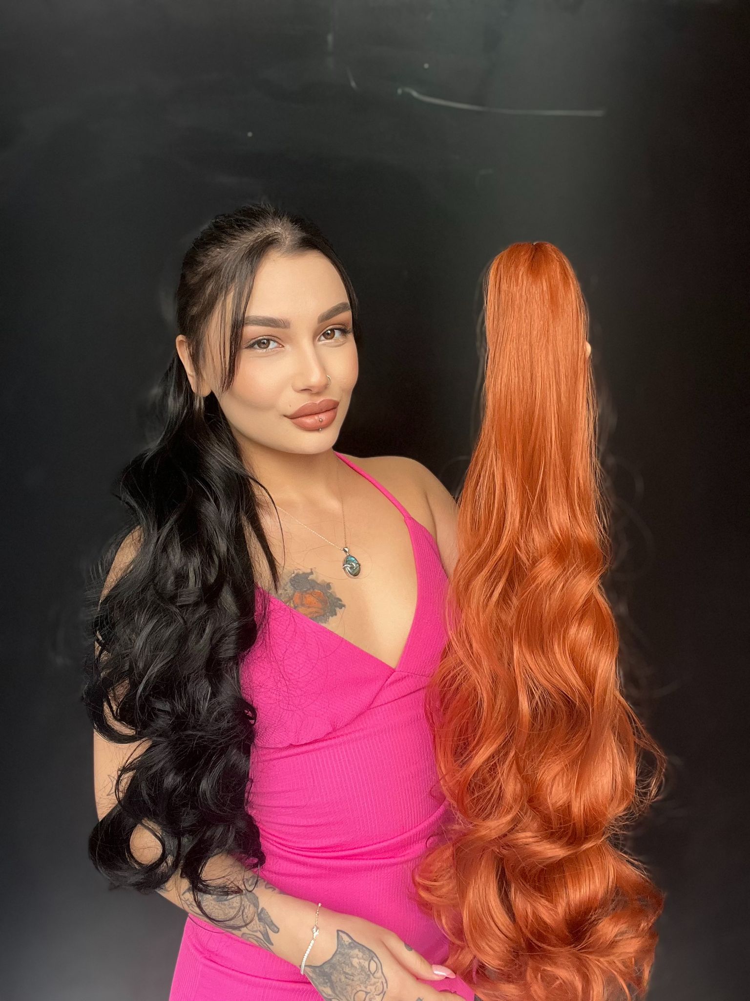 80 cm Ekstra Uzun At kuyruğu Tokalı Postiş Bakır