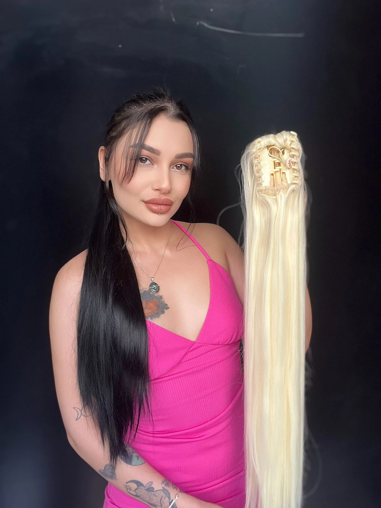 Düz Mandallı Tokalı Postiş At Kuyruğu  tak ve çık Platin