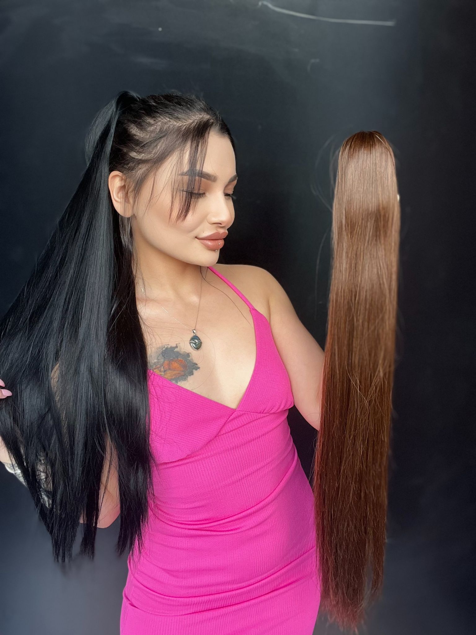 Düz Mandallı Tokalı Postiş At Kuyruğu  tak ve çık Kahverengi