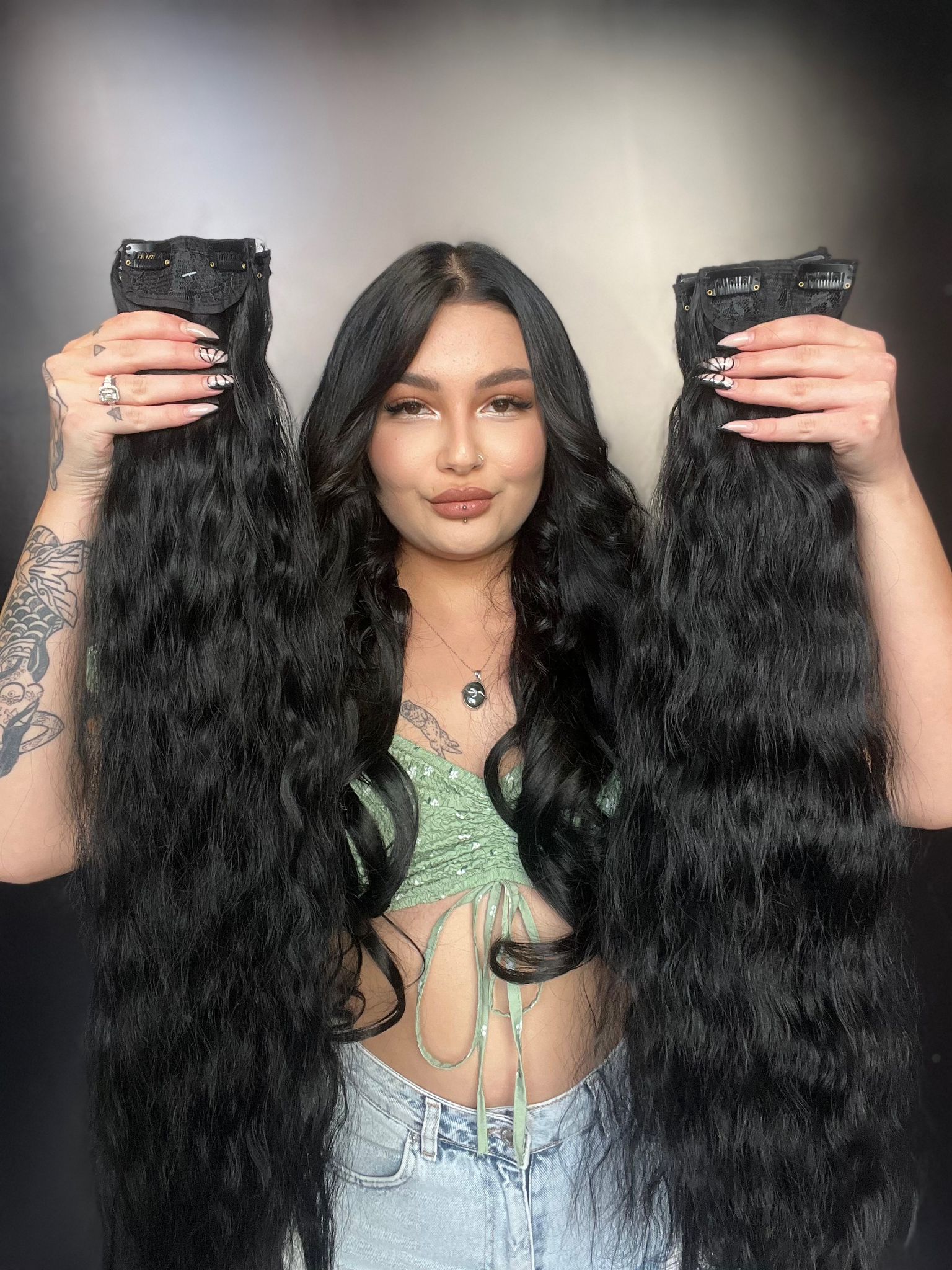 Afro Dalgalı 8 Parça Çıt Çıt - Siyah