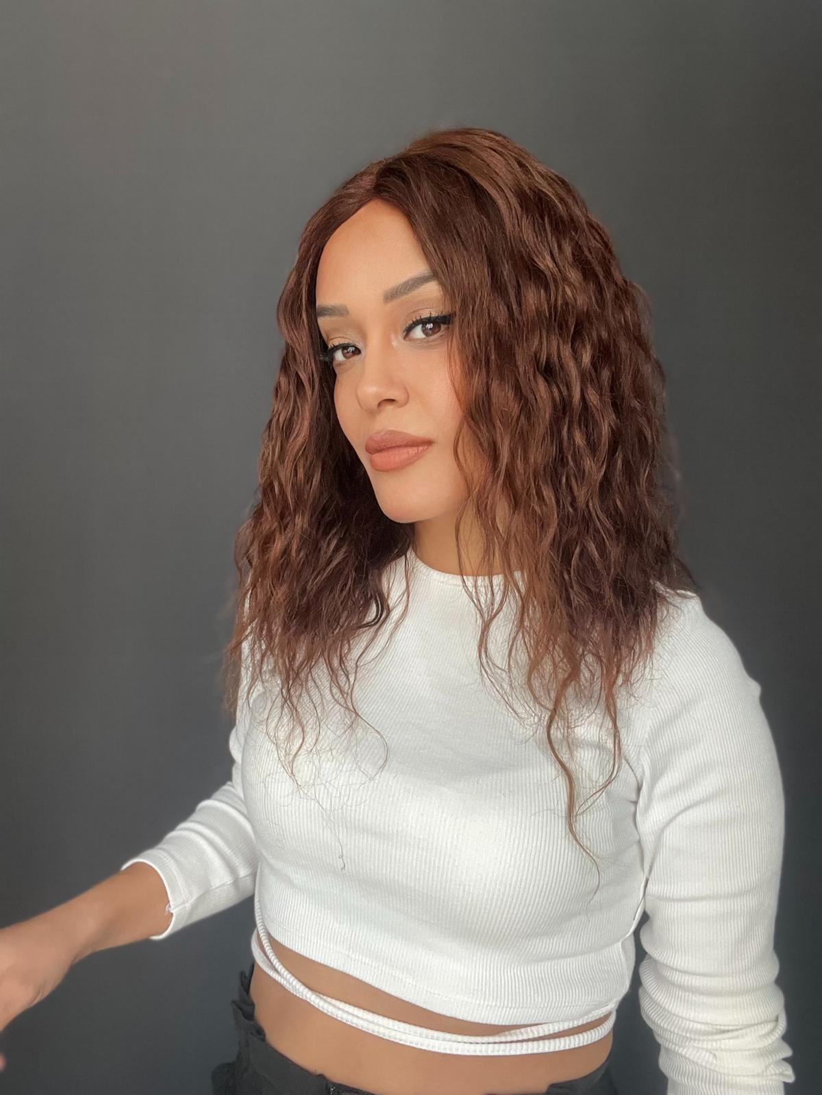 Yıka Çık Orjinal Kendi dalgalı Tül peruk