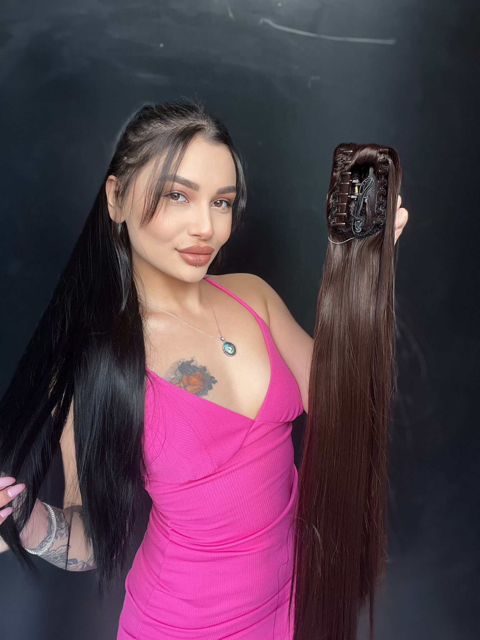 Düz Mandallı Tokalı Postiş At Kuyruğu  tak ve çık Sıcak kahve