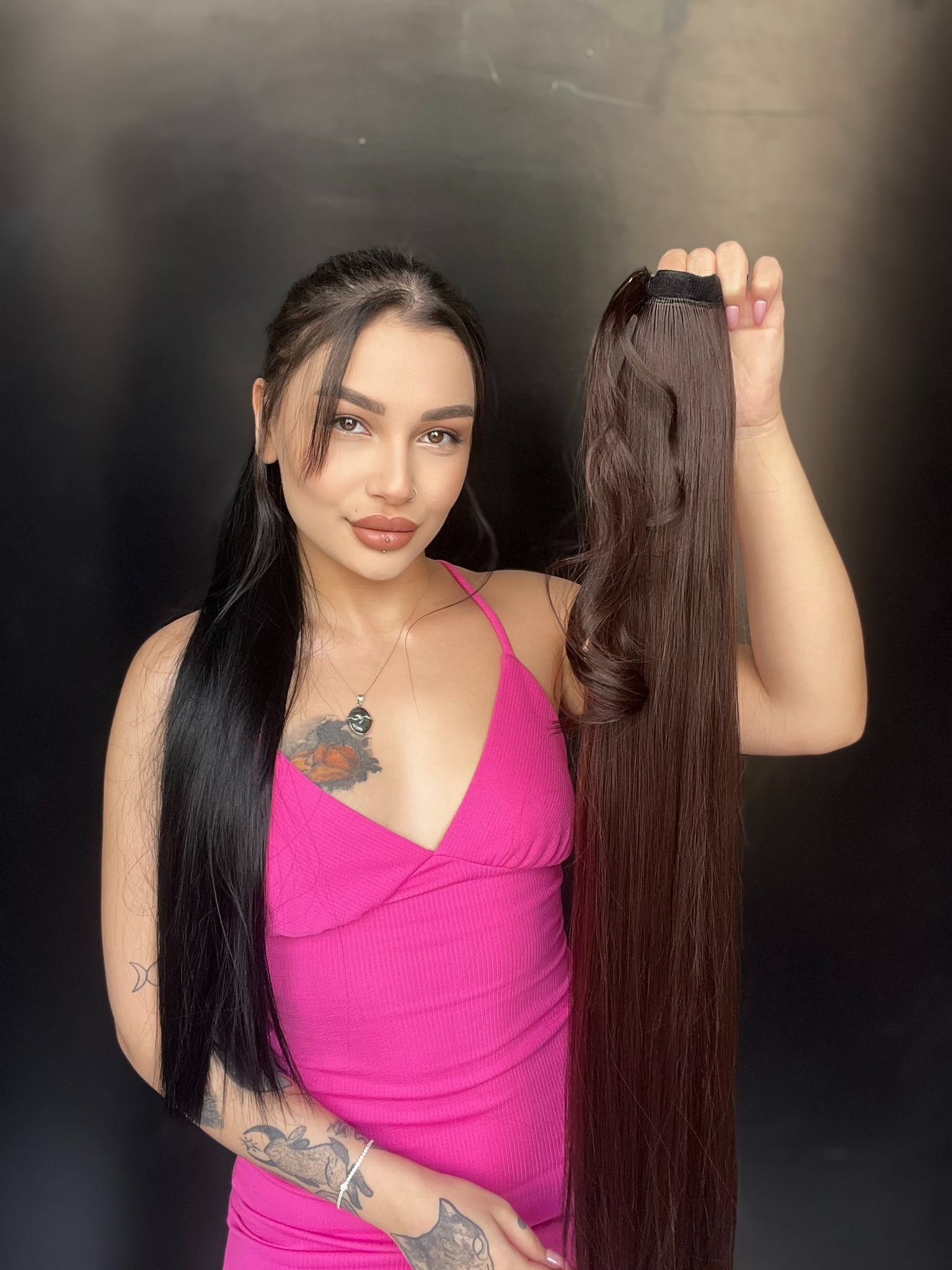 Cırtcırt Bağcıklı Tak çık Düz uzun at kuyruğu Mokka kahve