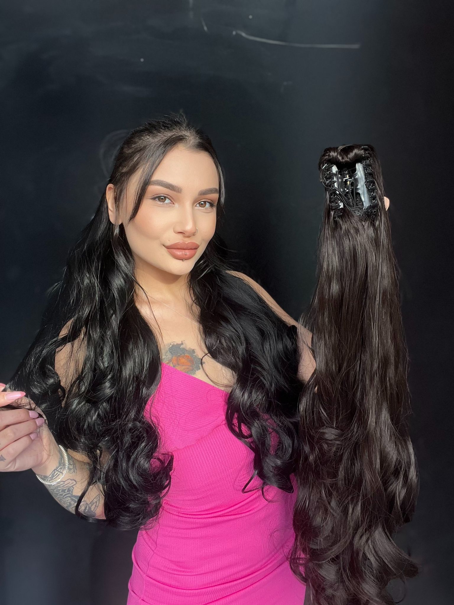 80 cm Ekstra Uzun At kuyruğu Tokalı Postiş Doğal kestane