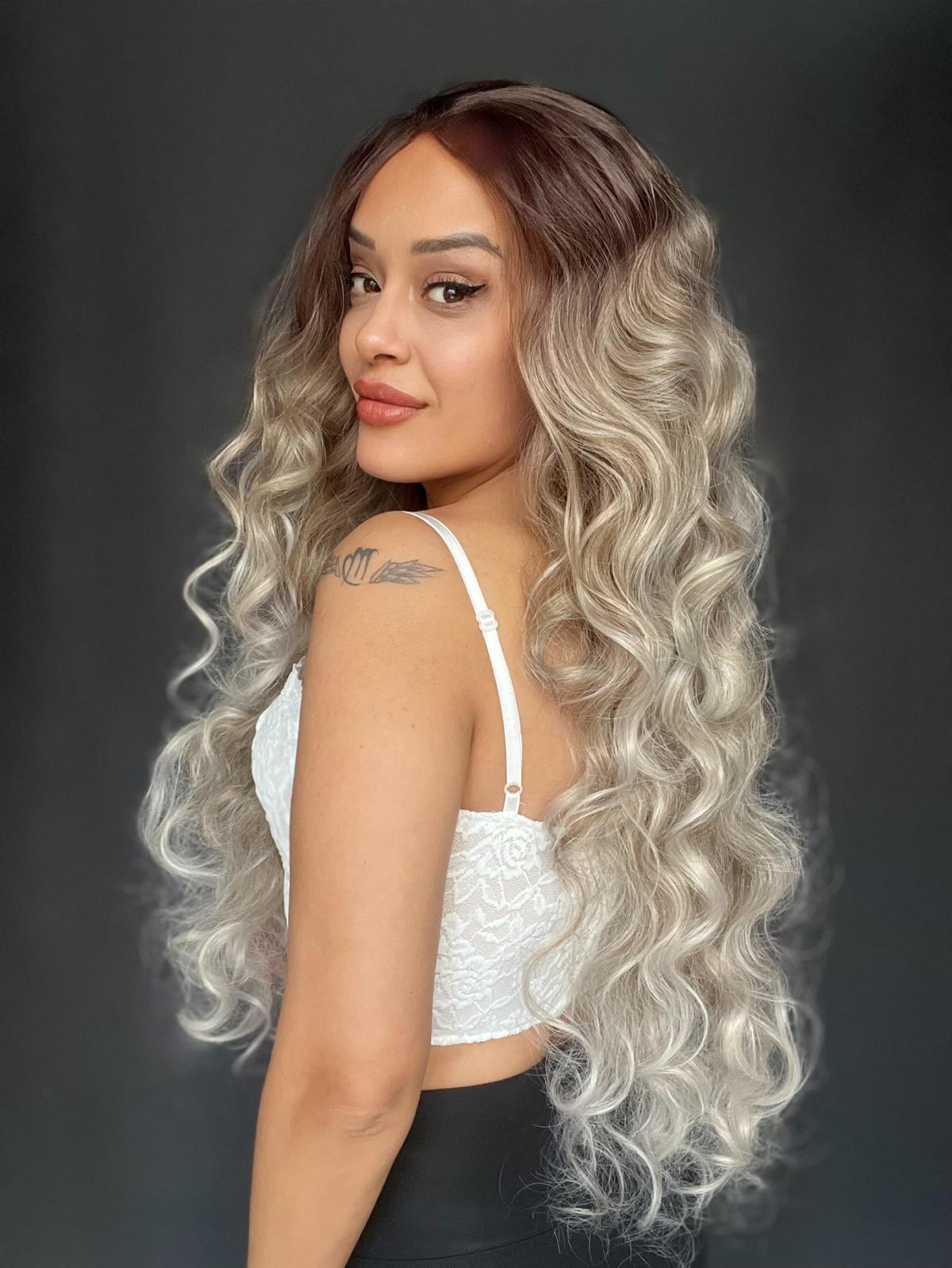 Full Tül peruk Heryöne ayrım yapılır toplanır Dalgalı Dansöz Boy tül peruk