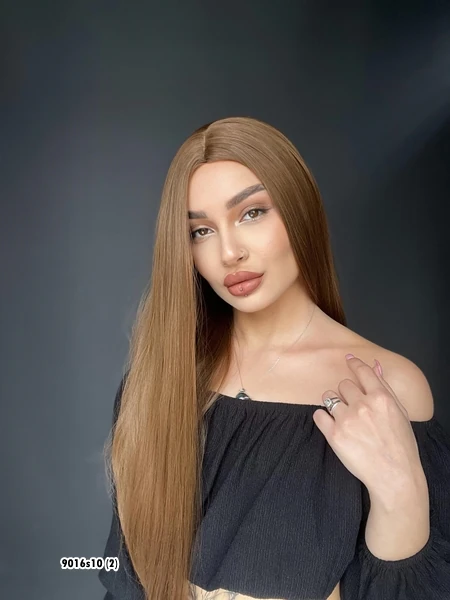 Düz uzun Perçemsiz Cilt görünümlü  Medikal  özel peruk Kahverengi