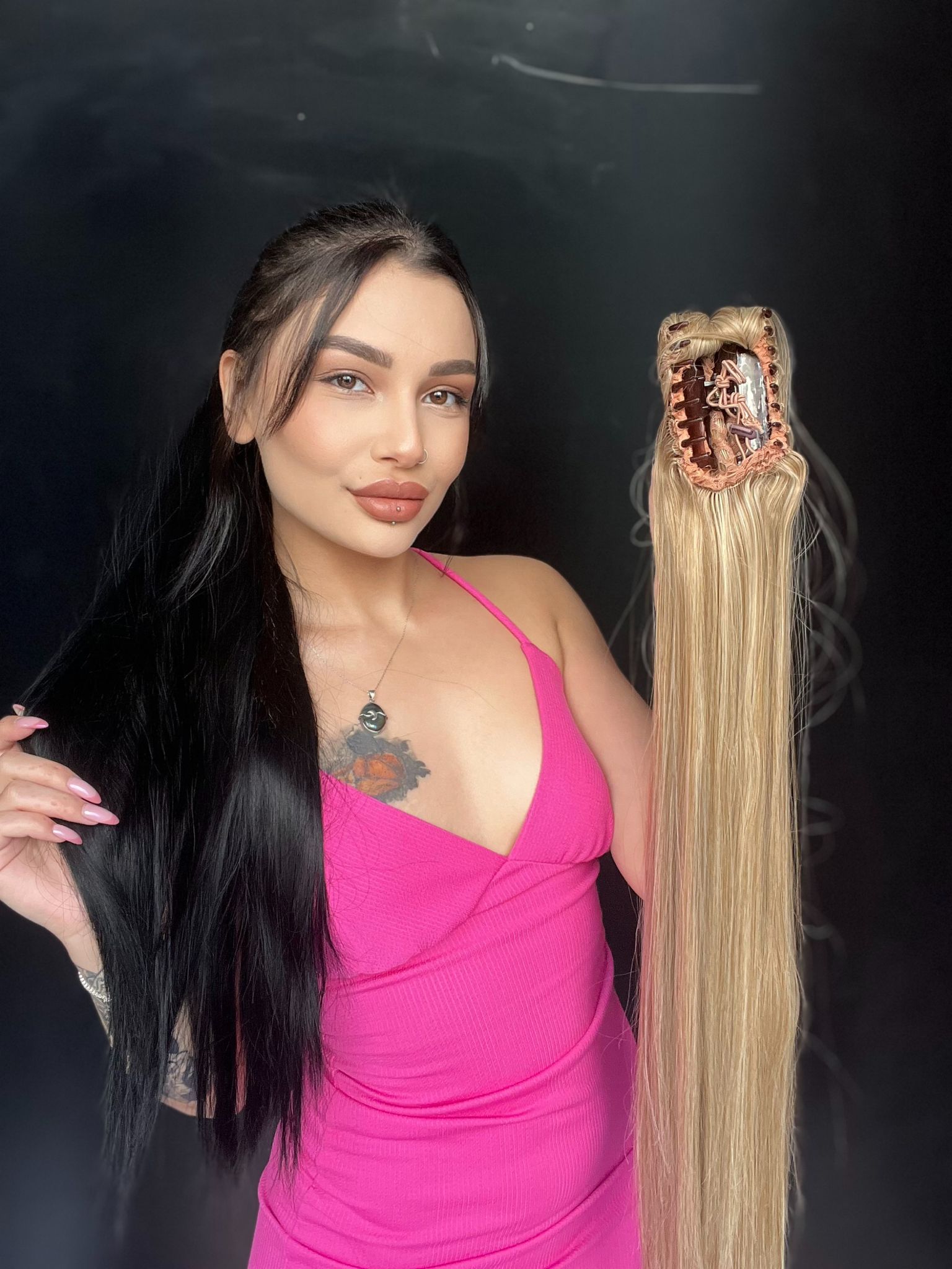 Düz Mandallı Tokalı Postiş At Kuyruğu  tak ve çık Sarı ışıltılı