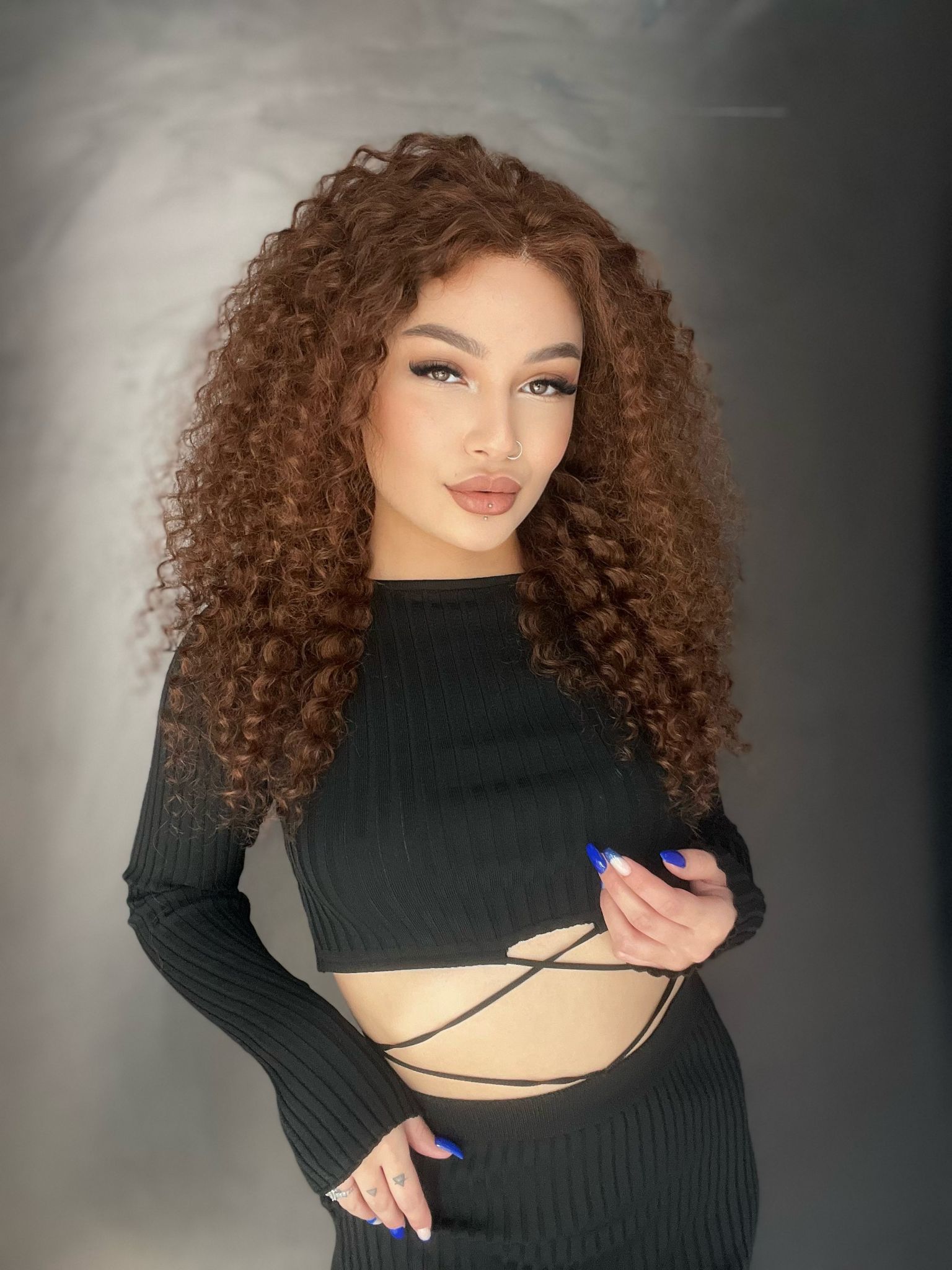 Kahve Karamel Afro Yıka Çık Gerçek Saç Tül Peruk 37