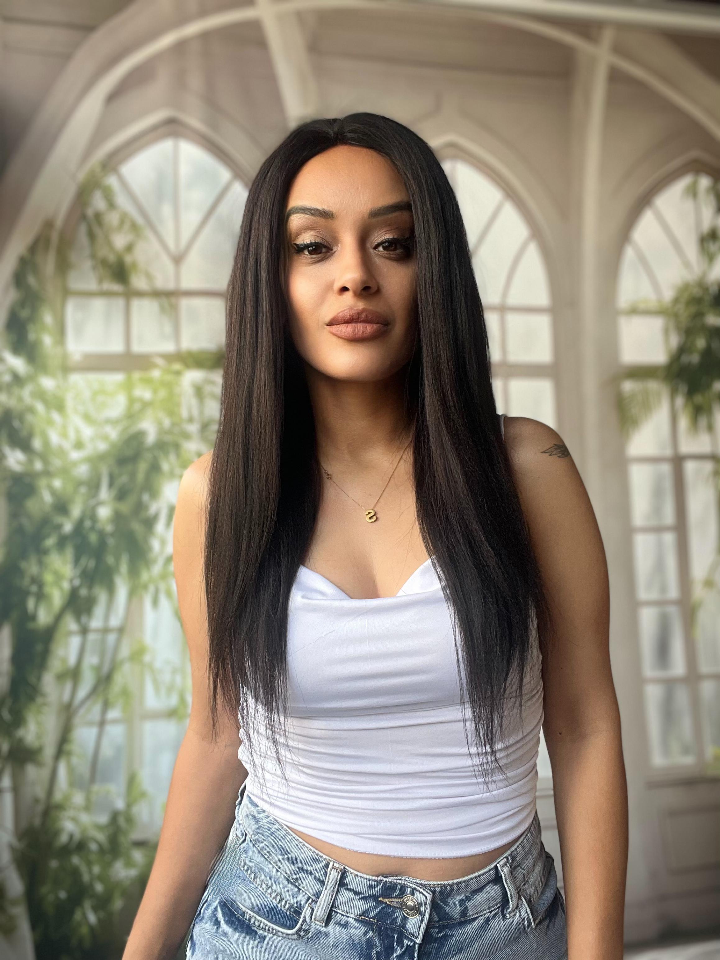 Kestane uzun tül peruk