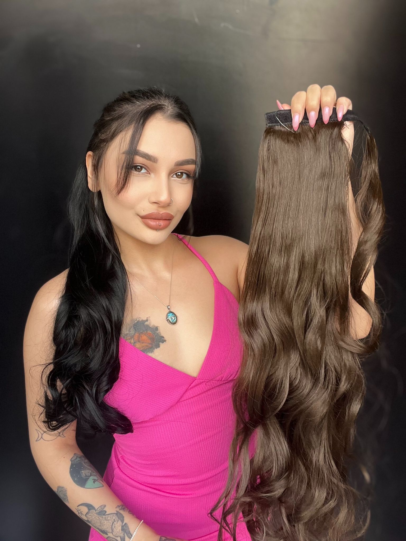 Cırcırtlı Bağcıklı At Kuyruğu Tak çık Koyu kumral