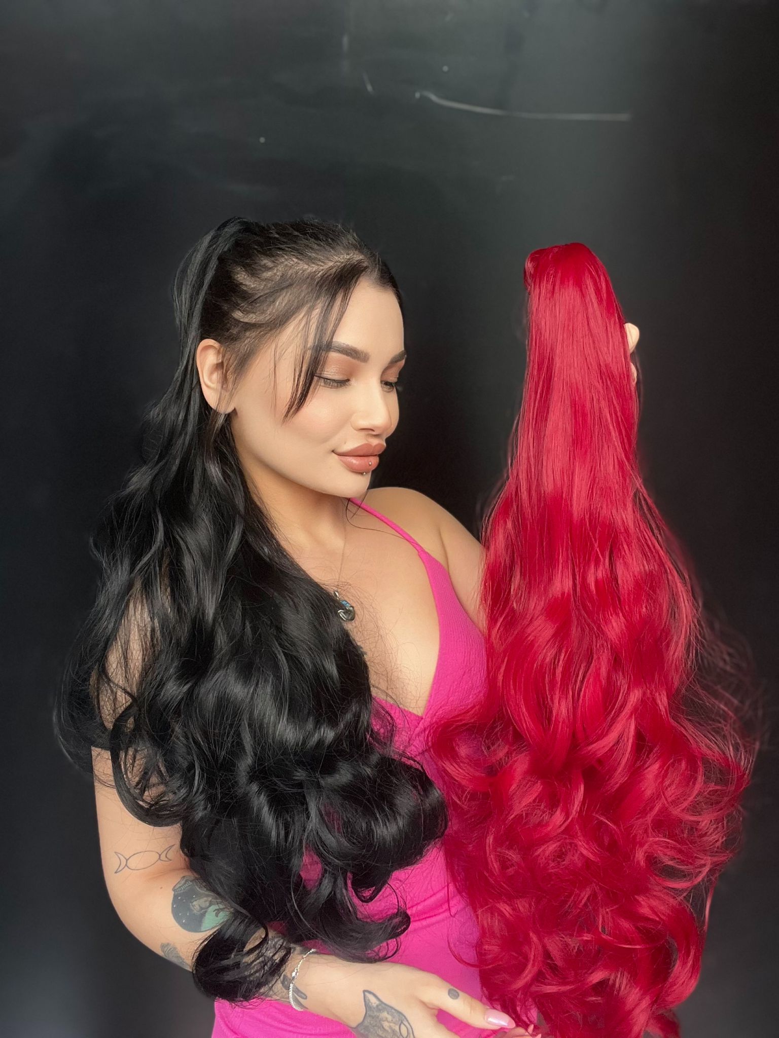 80 cm Ekstra Uzun At kuyruğu Tokalı Postiş Canlı Kızıl