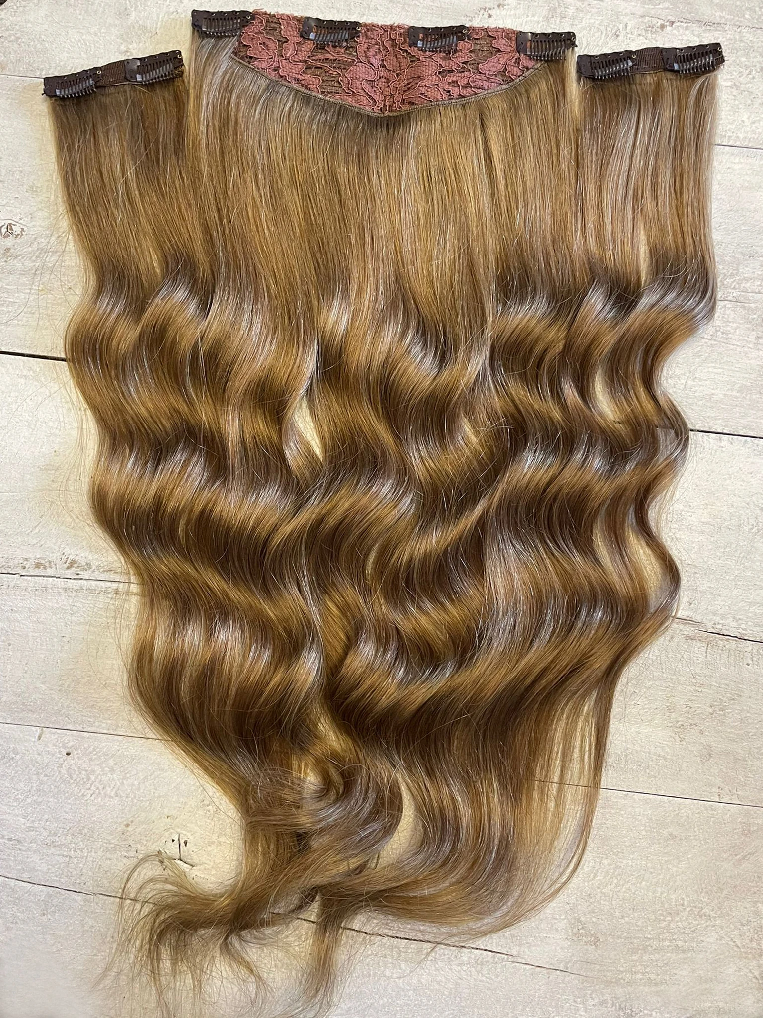 Yarımay+2 yan %100 gerçek çıtçıt saç 60cm