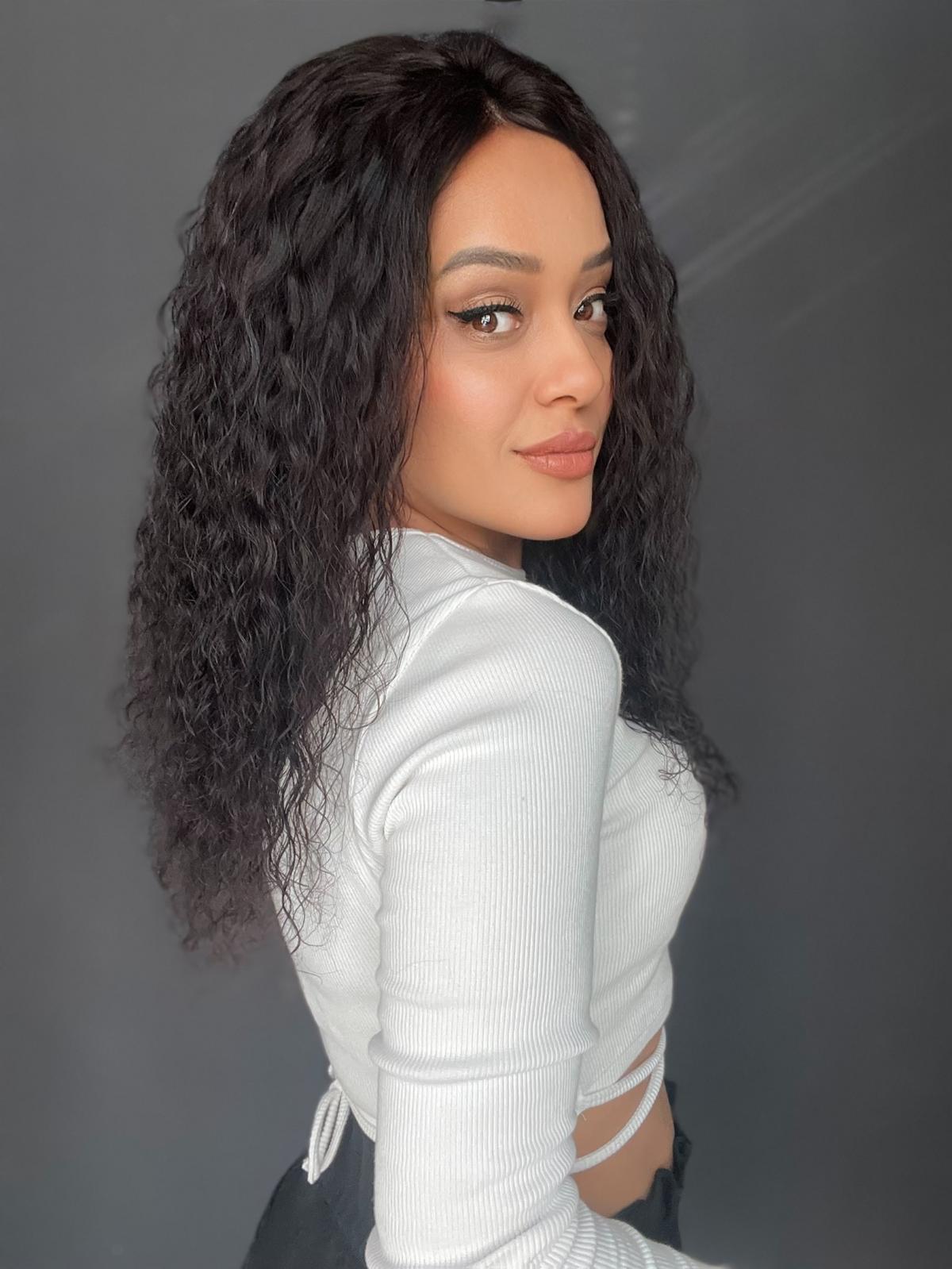 Yıka Çık Orjinal Kendi dalgalı Tül peruk