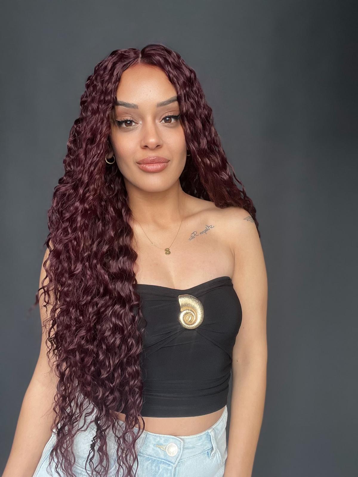 Afro Tül peruk Ön Full Tül -Sabit ayrımlı ektra uzun peruk