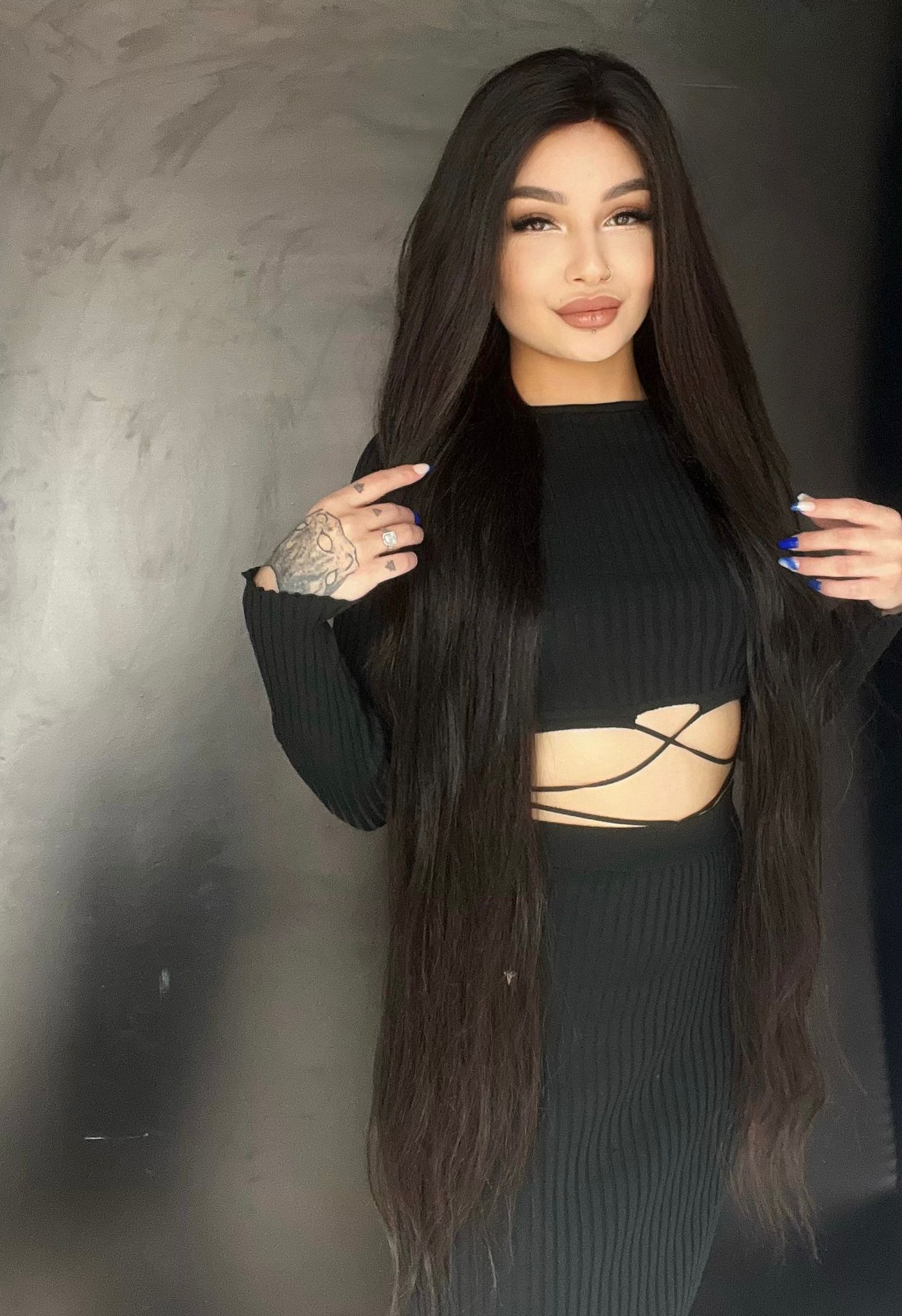 110 CM Koyu Kestane Gerçek Saç Tül Peruk 60