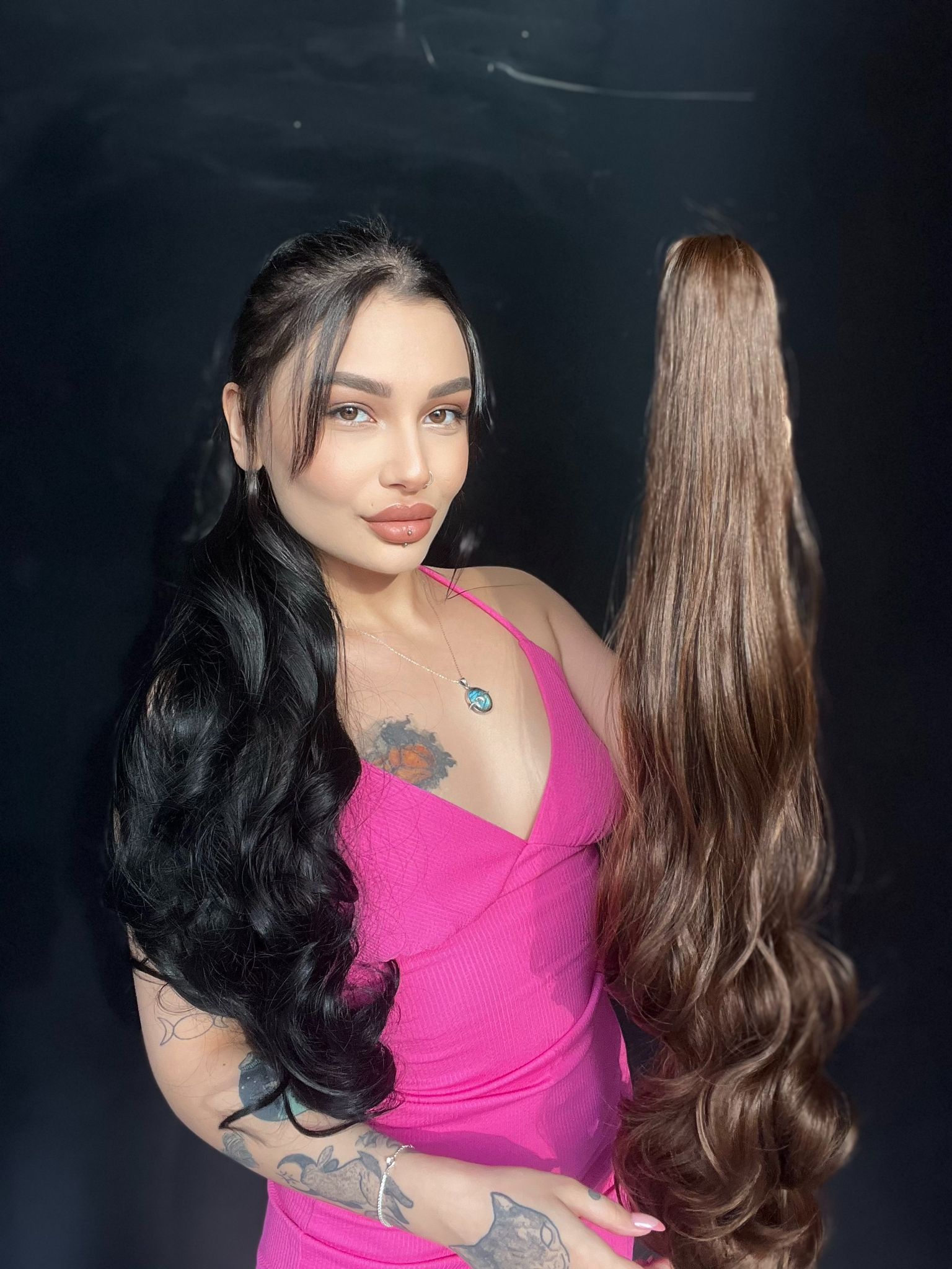 80 cm Ekstra Uzun At kuyruğu Tokalı Postiş Kahverengi