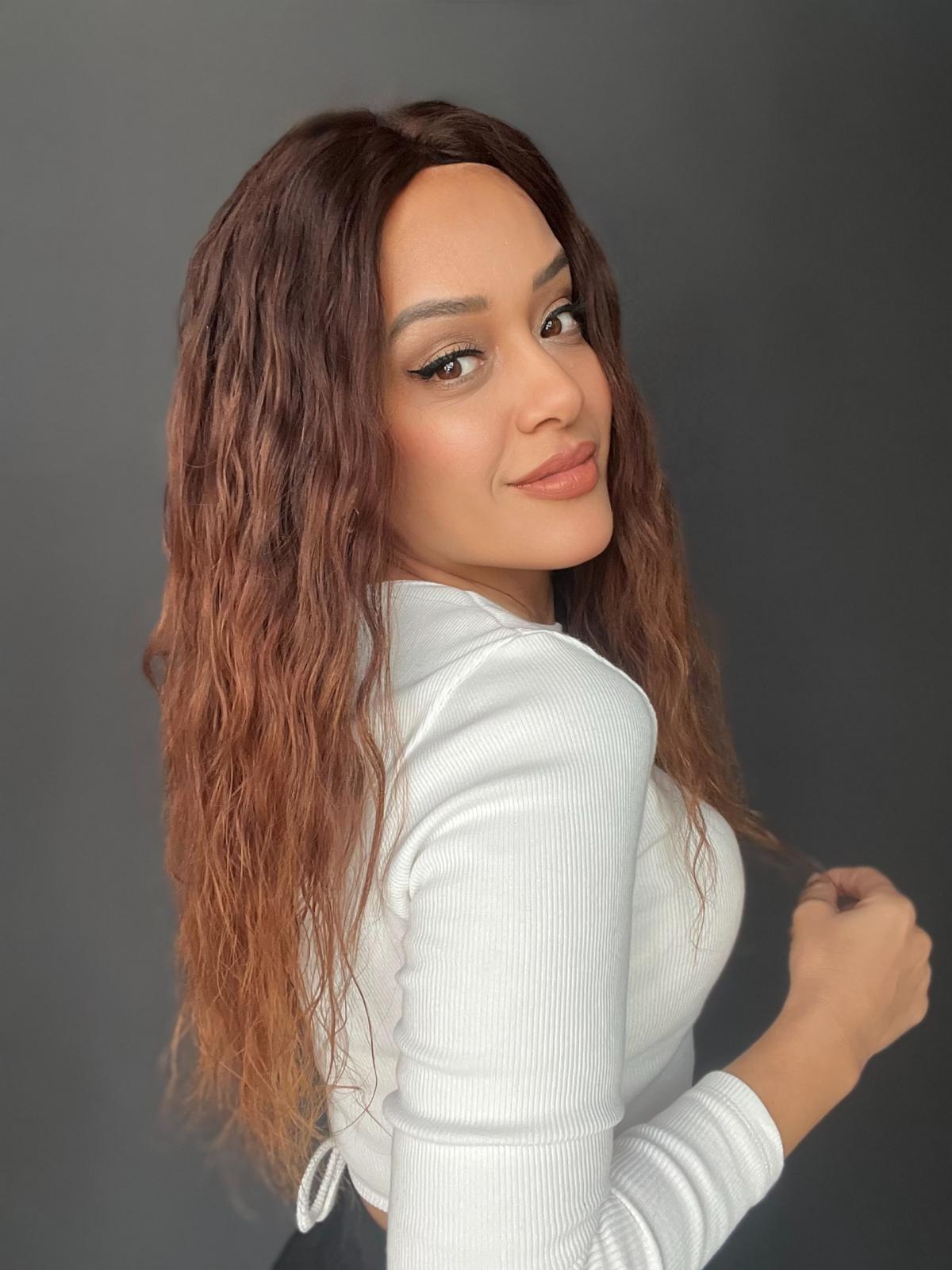 Yıka Çık Orjinal Kendi dalgalı Tül peruk