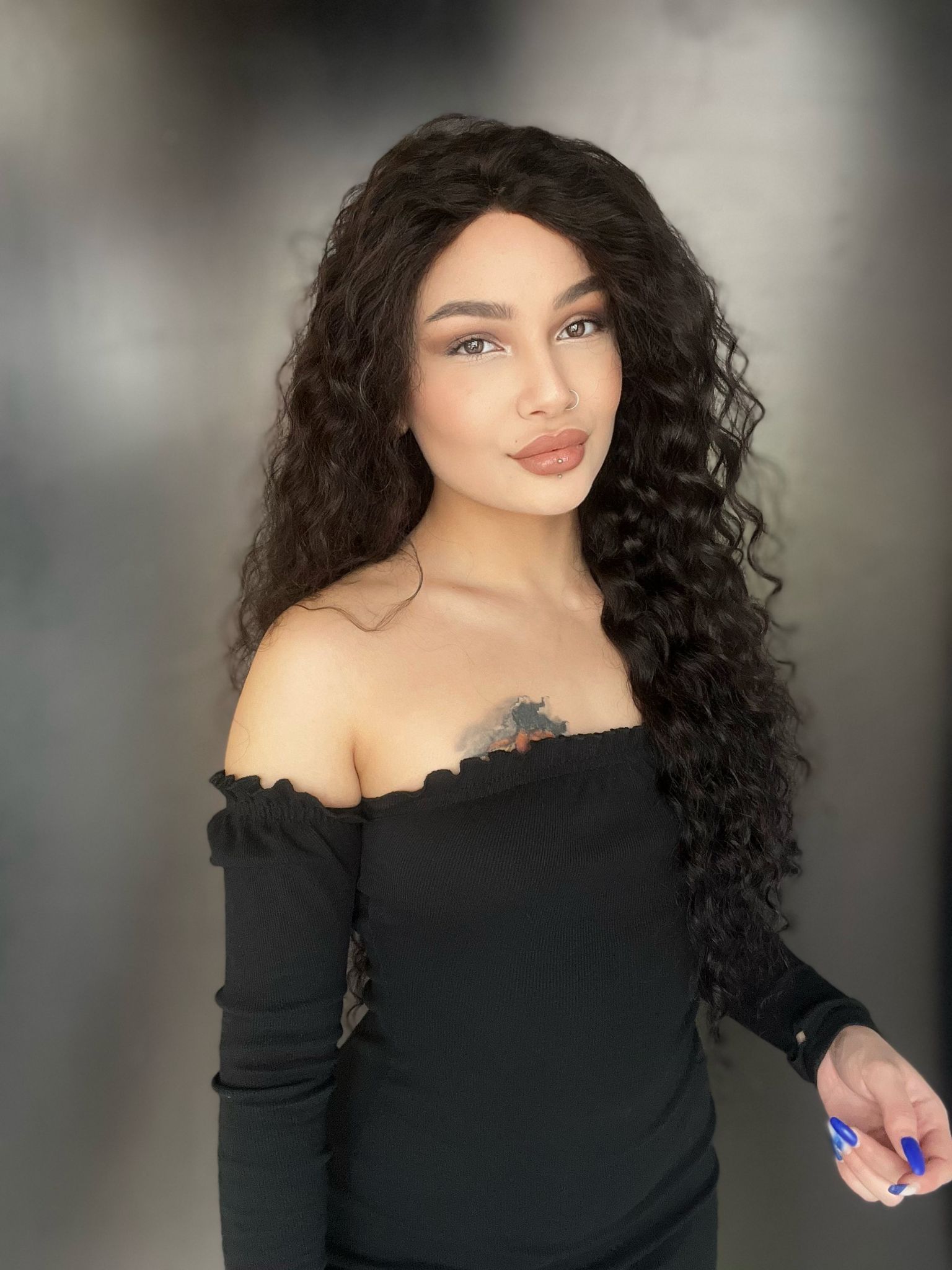 Geniş Dalga Tül Peruk Doğal afro