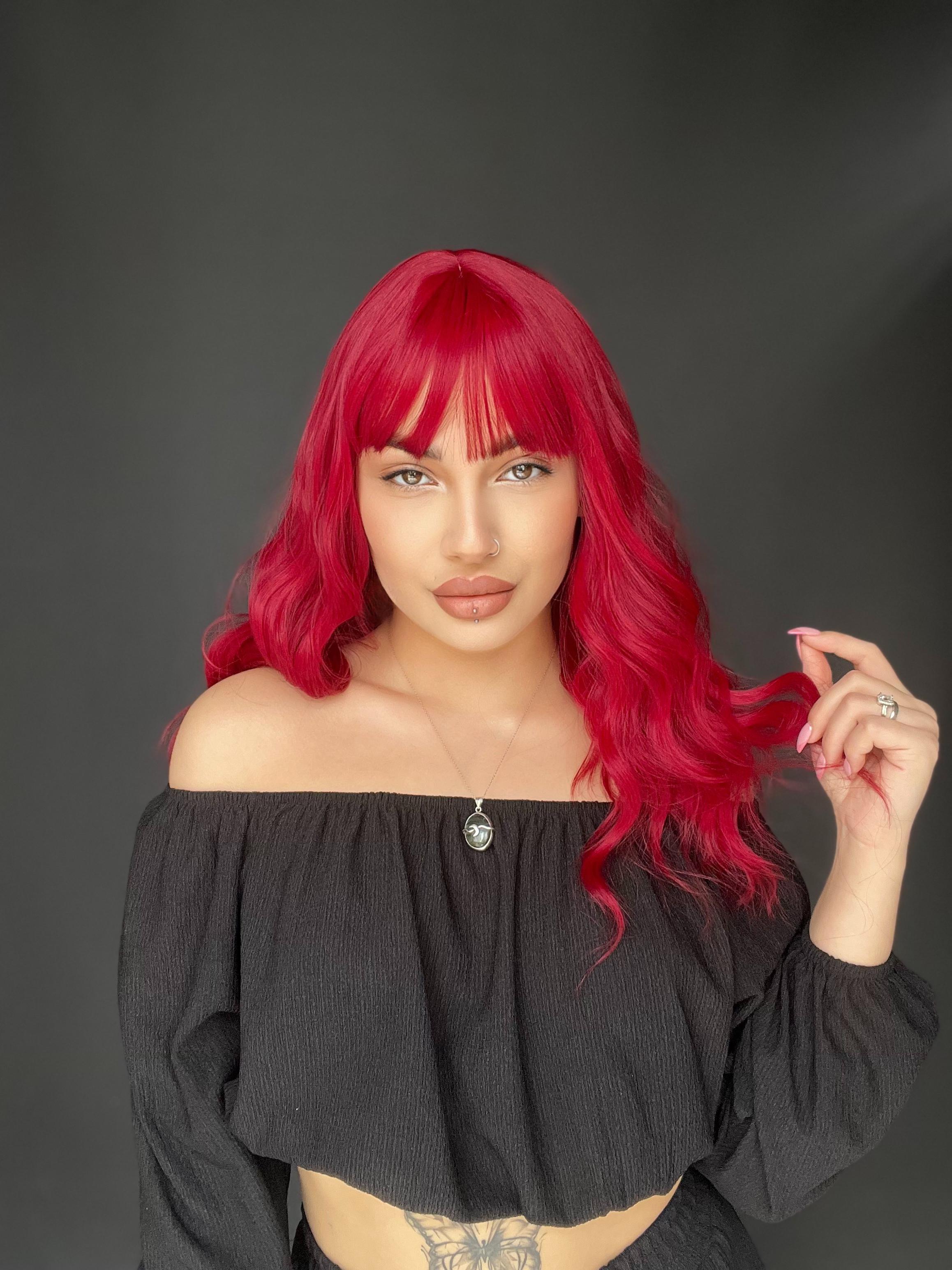 Okyanus Dalgası Perçemli Medikal Peruk perçemli fiber Kızıl