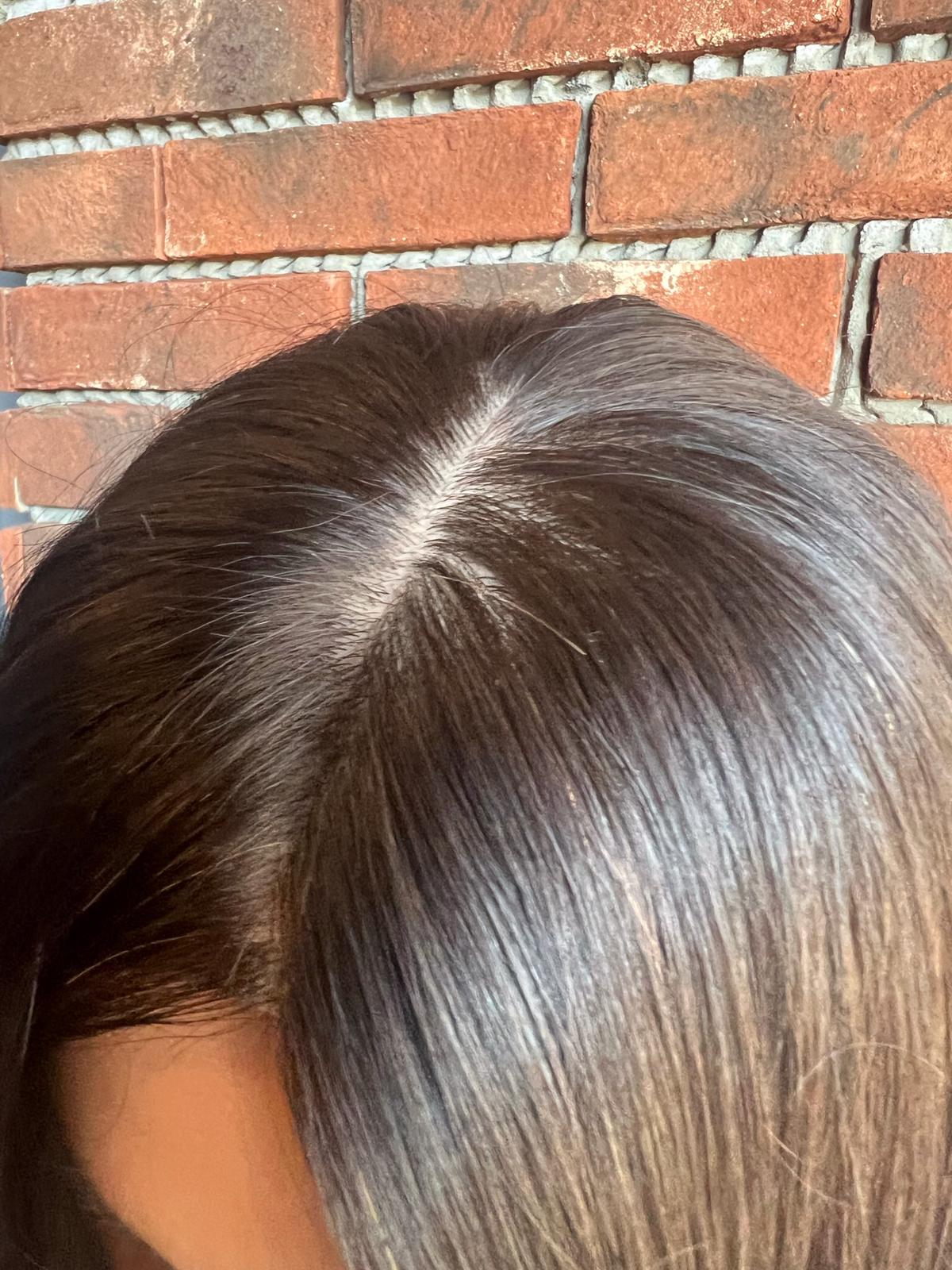 Baby ipek tabanlı Gerçek saç peruk Doğal Ton  uzun