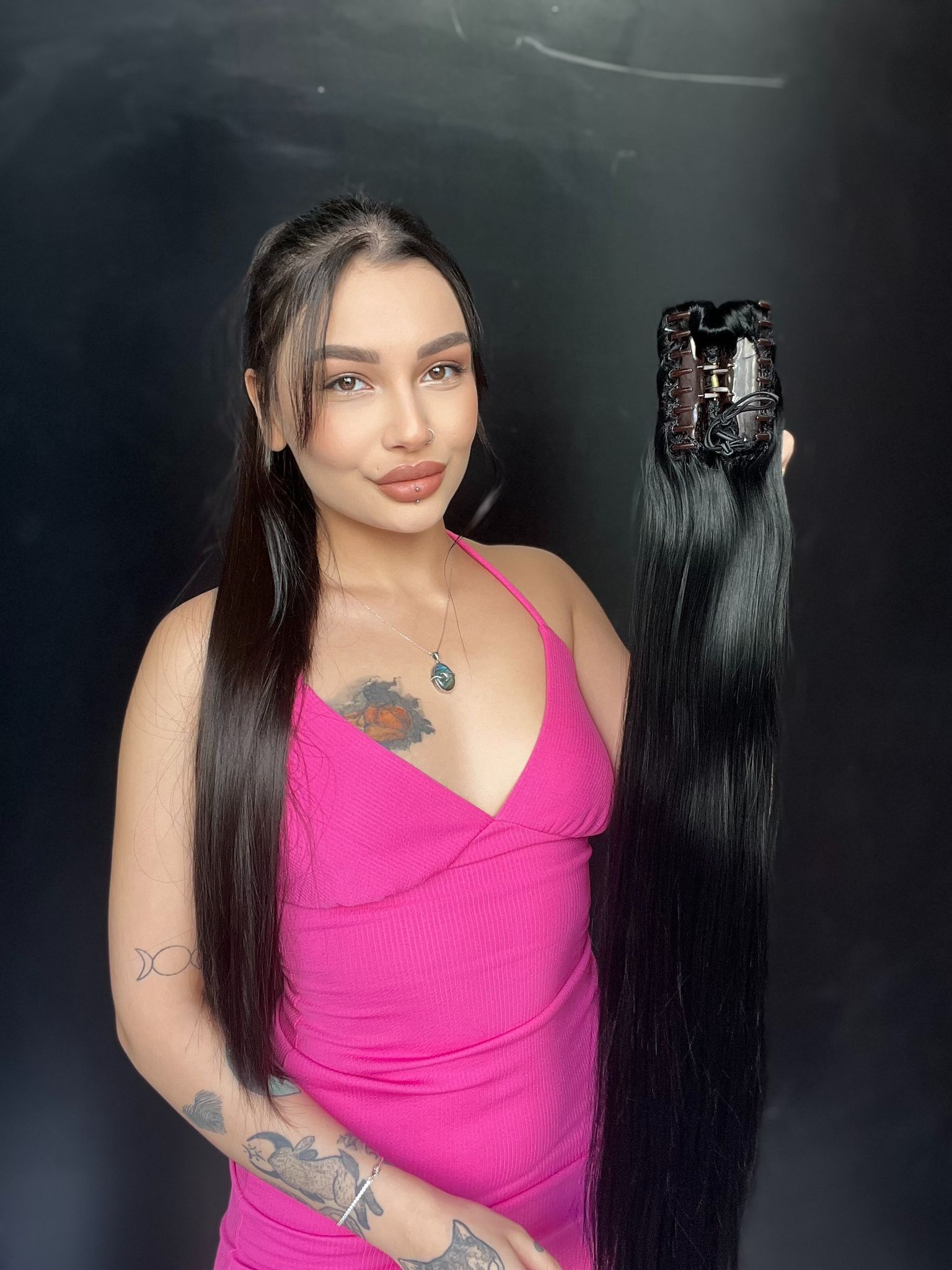 Düz Mandallı Tokalı Postiş At Kuyruğu  tak ve çık Siyah