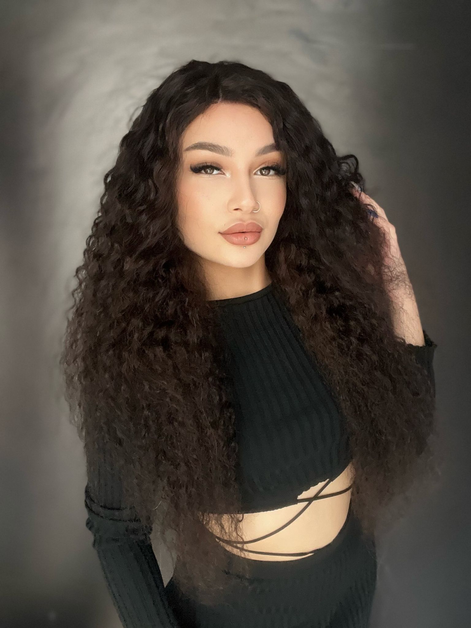 Koyu Kumral Afro Yıka Çık Gerçek Saç Tül Peruk 66