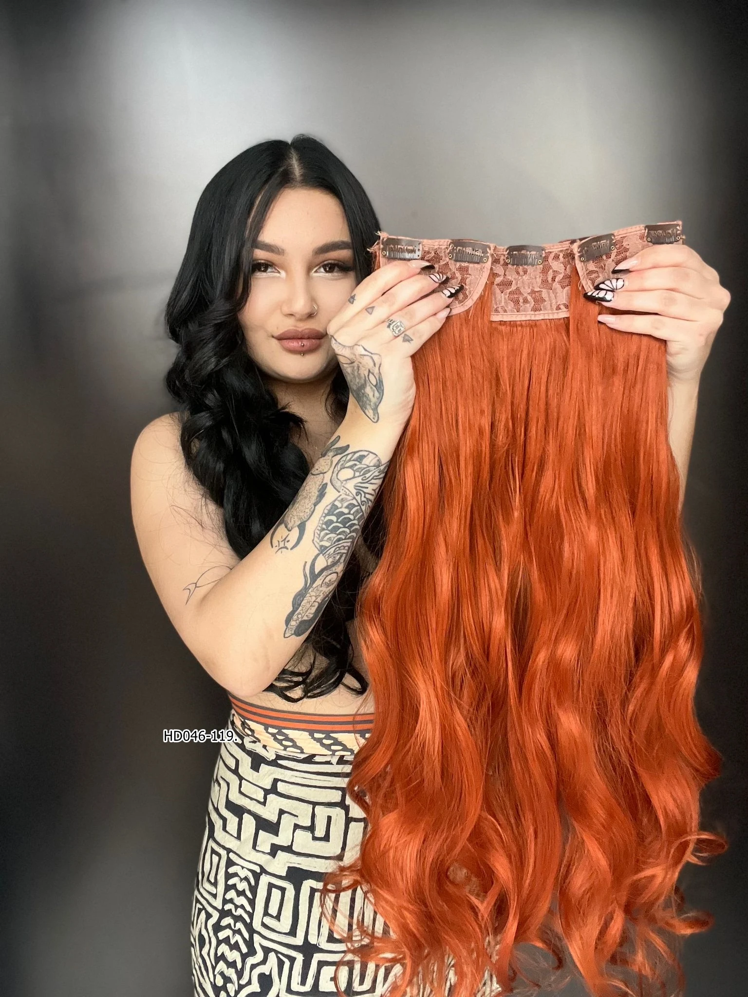 Dalgalı Yarım Ay + 2 Yan Çıt Çıt - Bakır