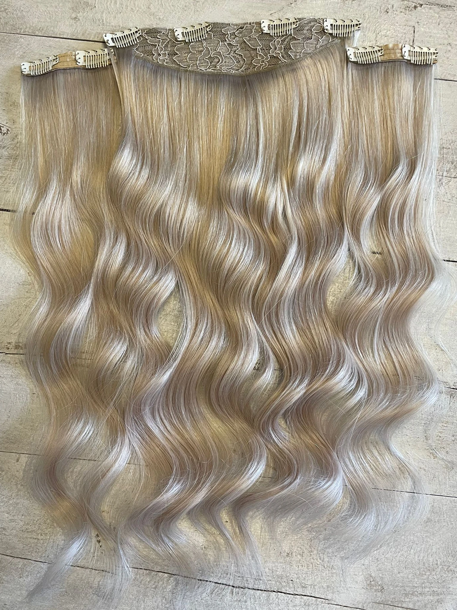 Yarımay+2 yan %100 gerçek çıtçıt saç 60cm