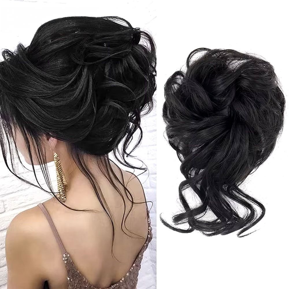 Saçlı Lastikli Topuz Toka - Büyük Aşağı dökümlü