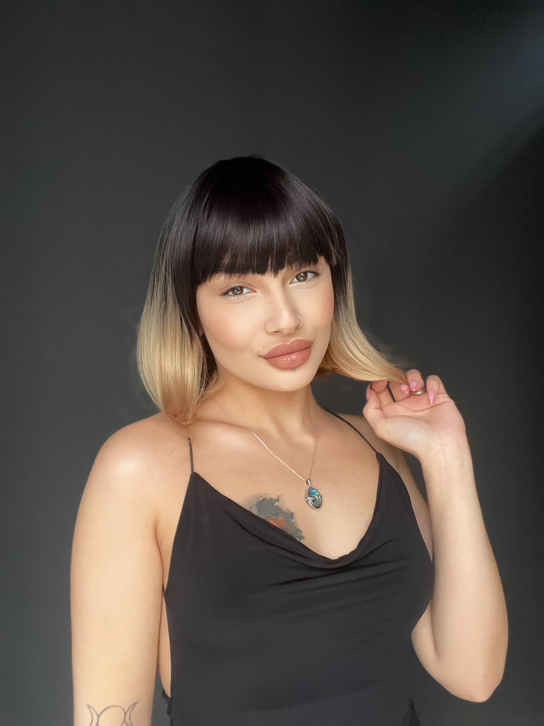 Kısa Küt Perçemli Bob Pedikal Peruk Kanser Kemoterapi uygundur Siyak kumral