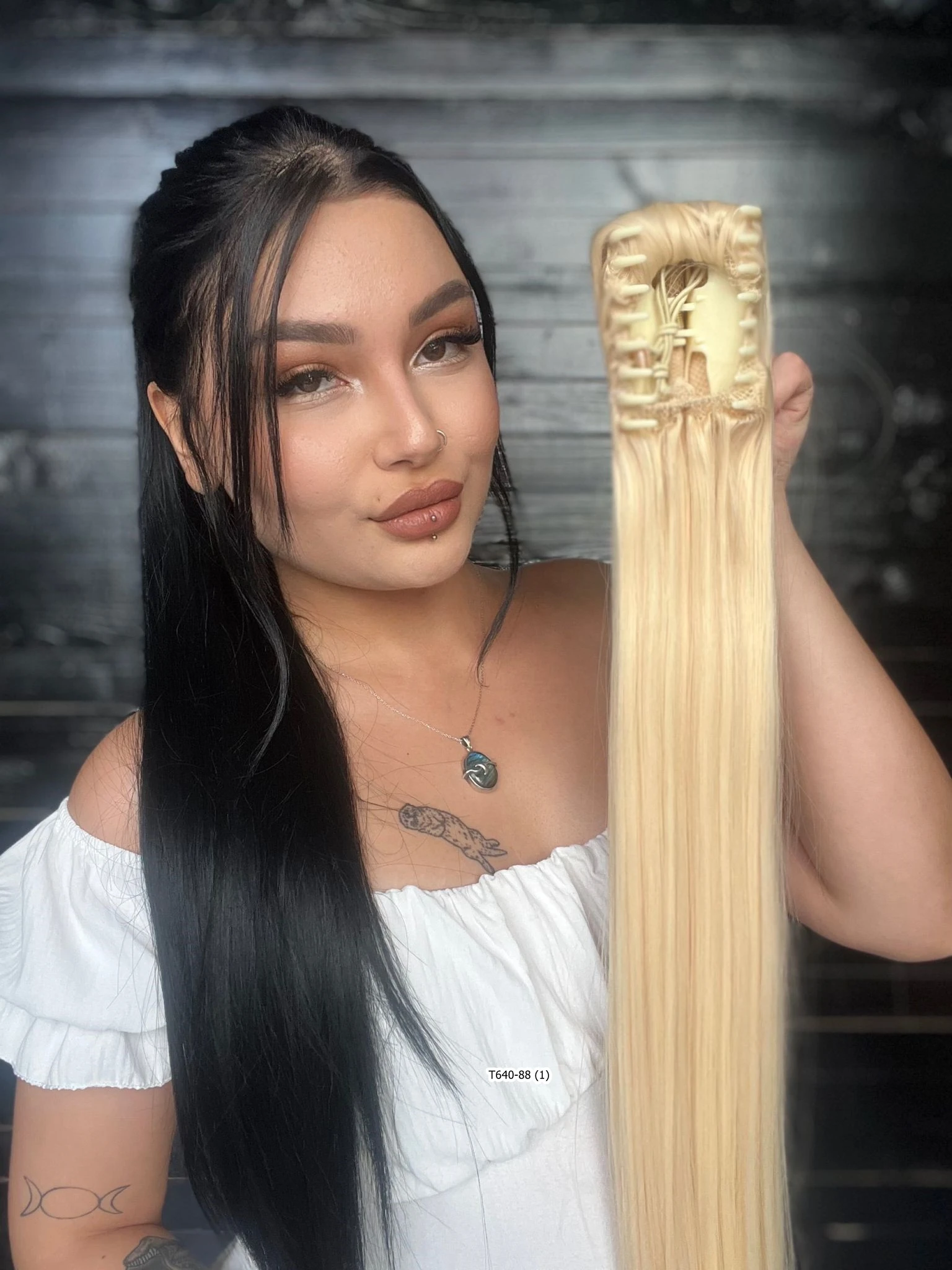 70cm Postiş Tokalı Düz At Kuyruğu - Platin