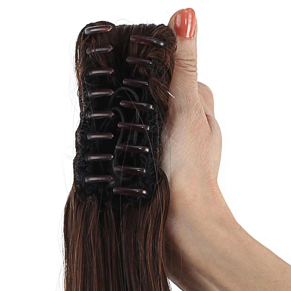 70cm Postiş Tokalı Düz At Kuyruğu - Kahve Karamel