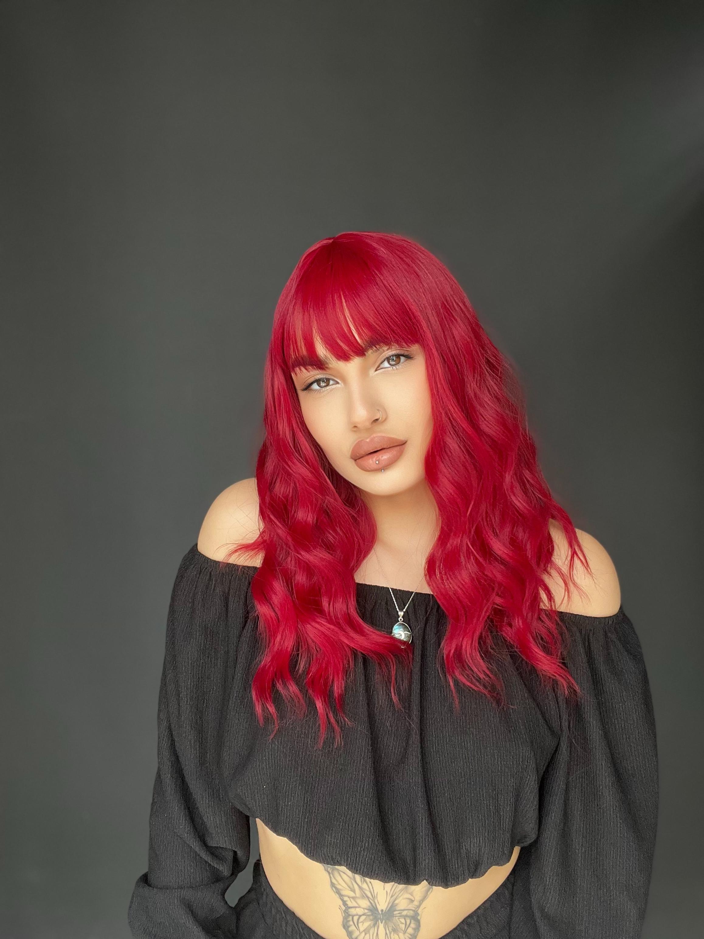 Okyanus Dalgası Perçemli Medikal Peruk perçemli fiber Kızıl