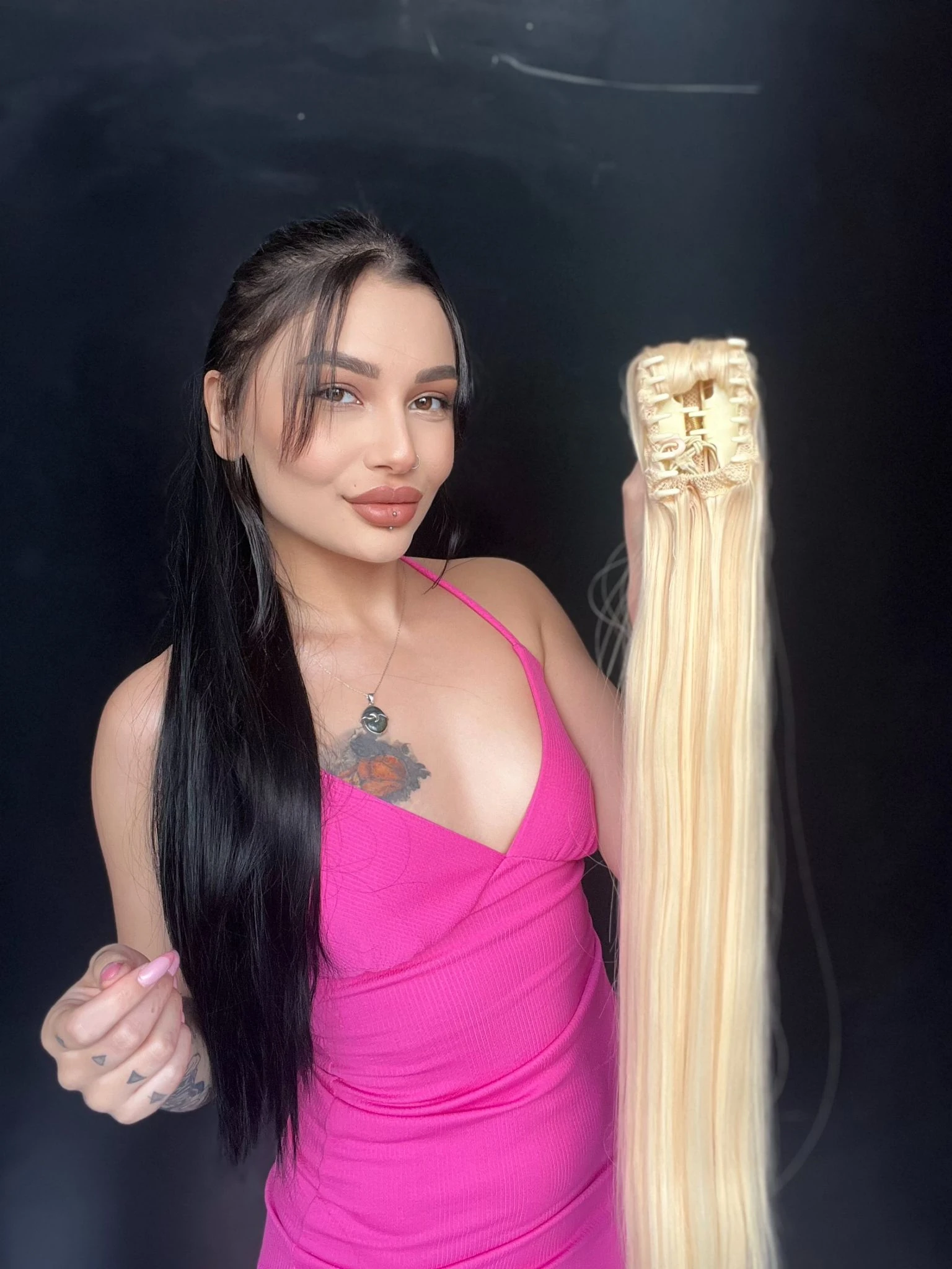 Düz Mandallı Tokalı Postiş At Kuyruğu  tak ve çık Doğal Platin