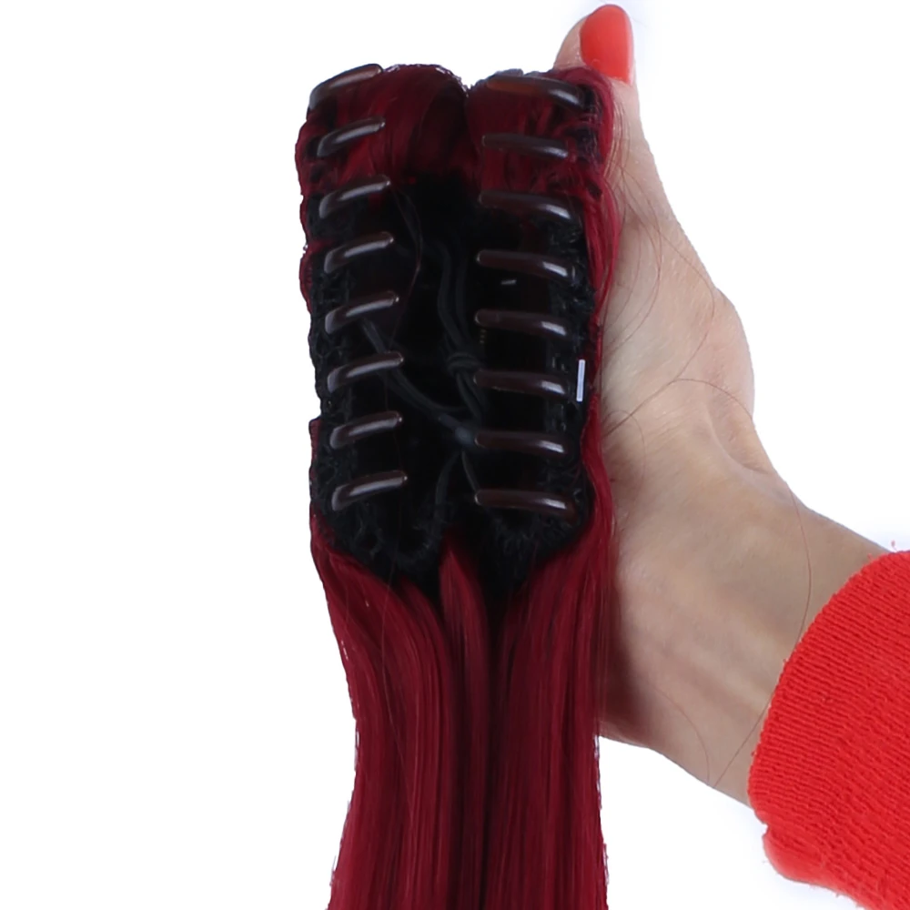 70cm Postiş Tokalı Düz At Kuyruğu - Kızıl