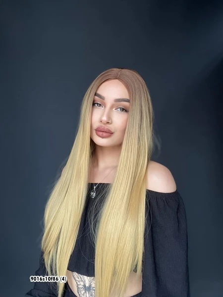 Düz uzun Perçemsiz Cilt görünümlü  Medikal  özel peruk 10f86